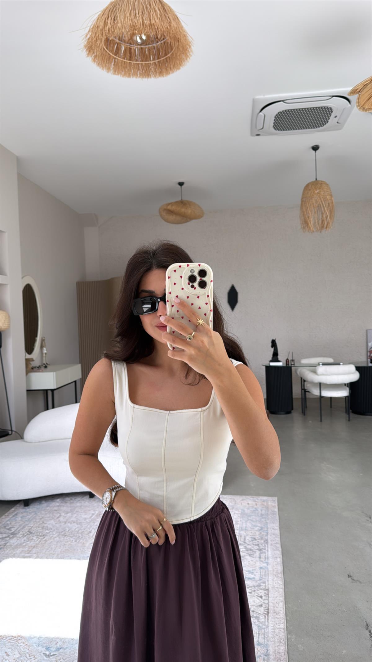 Ekru Likralı Büstiyer