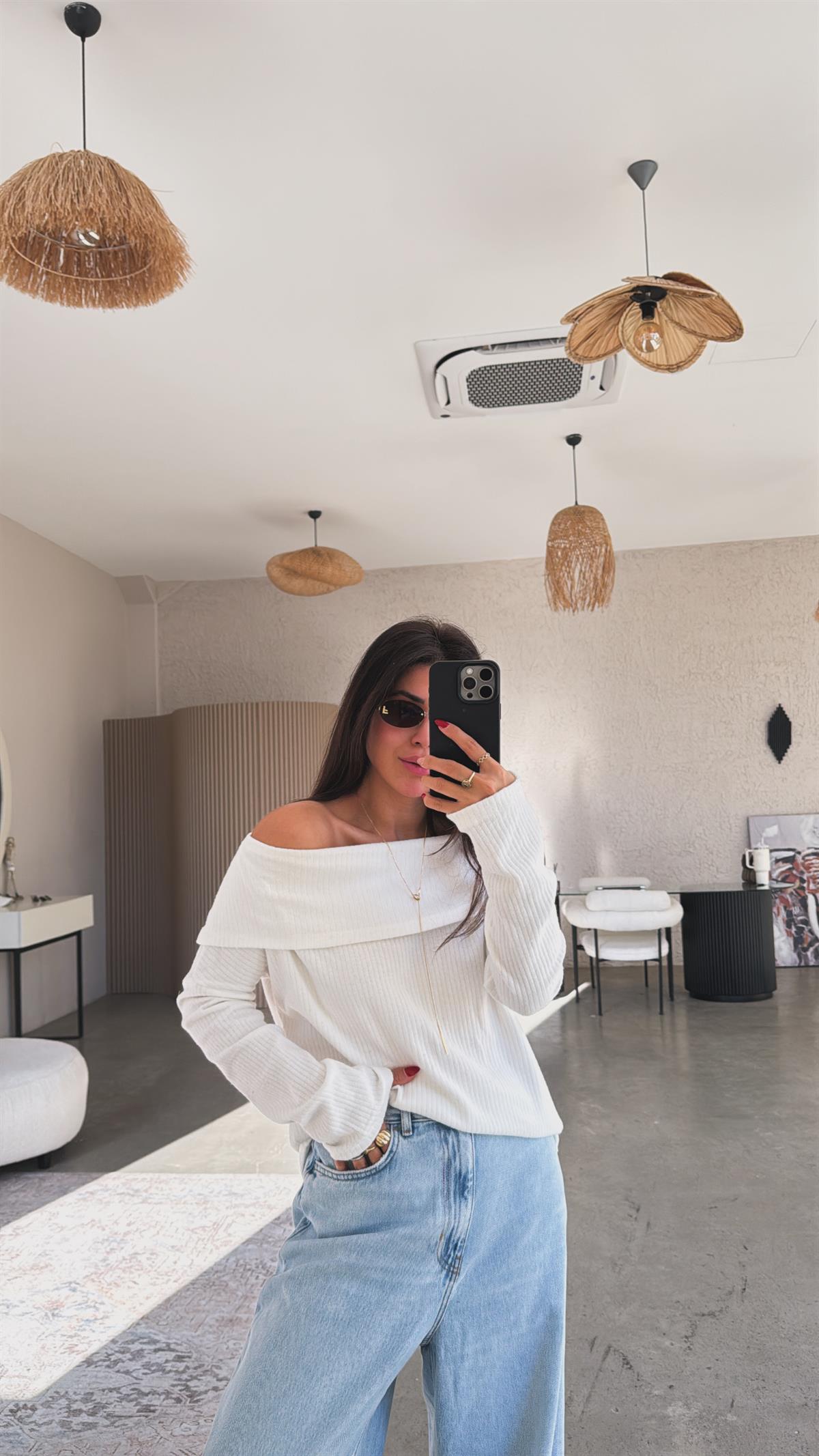 Ekru Madonna Basic Bluz