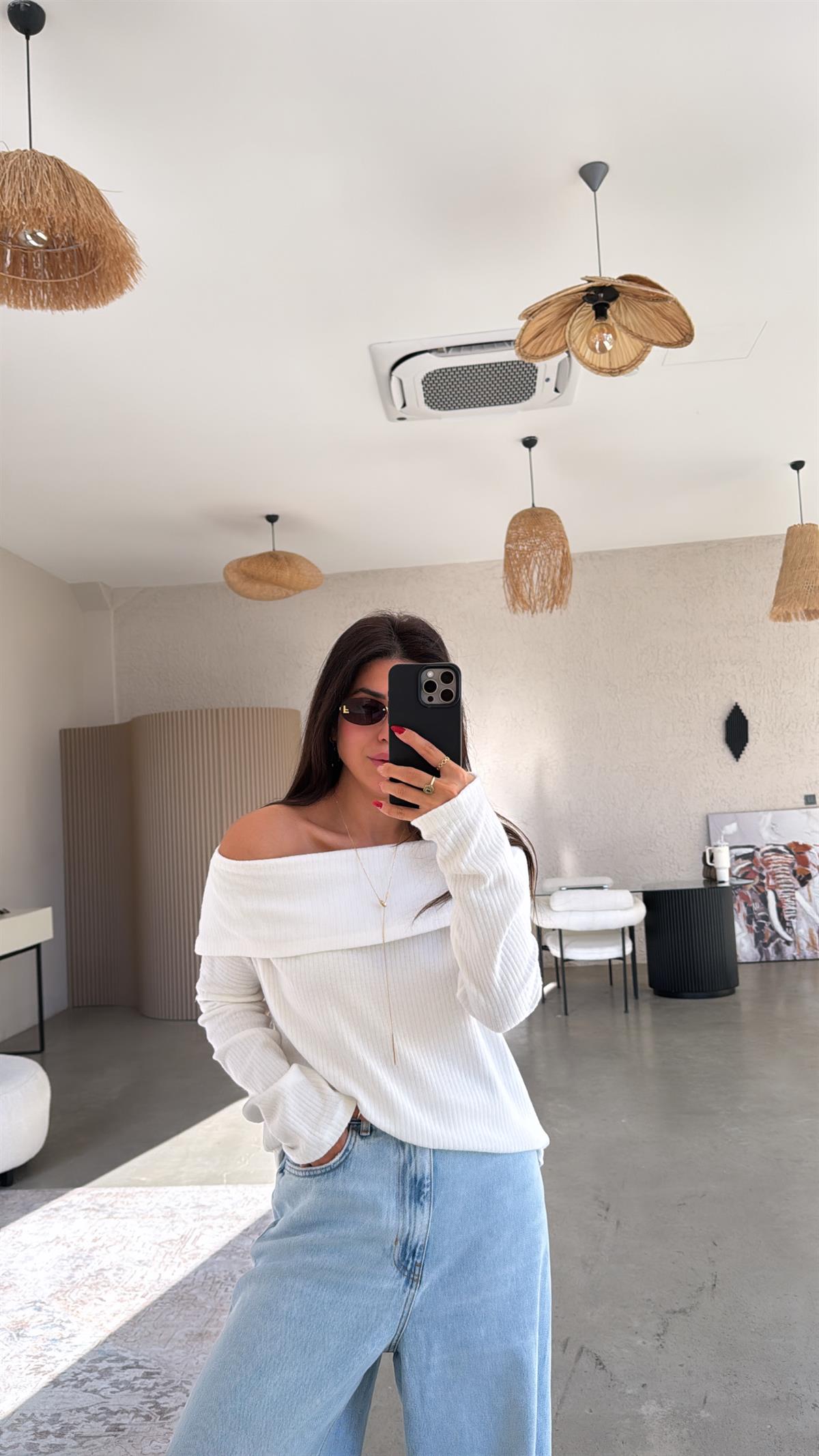 Ekru Madonna Basic Bluz