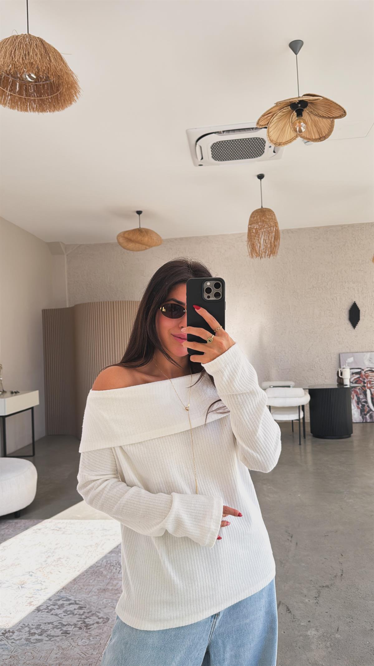 Ekru Madonna Basic Bluz