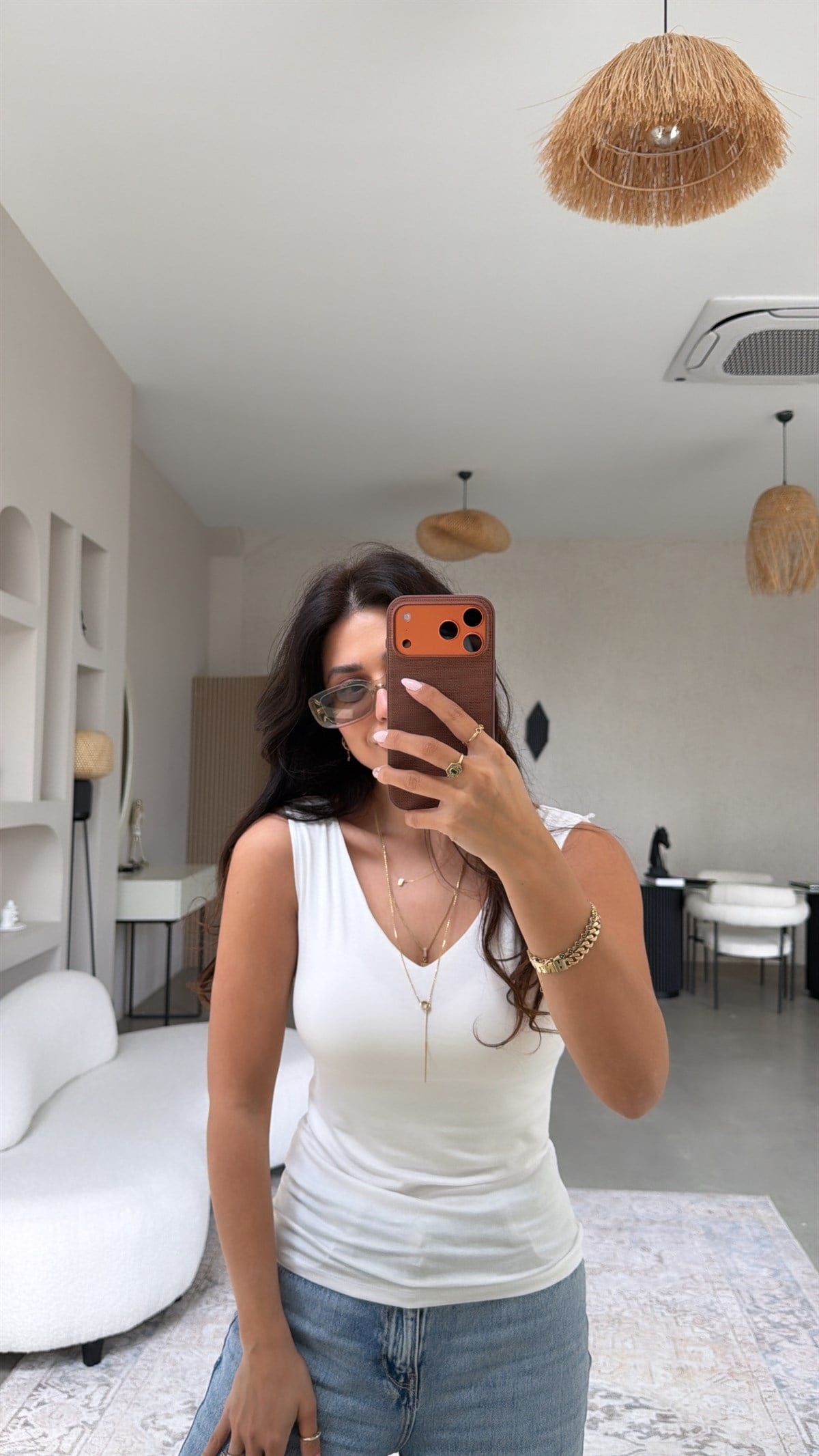 Ekru Ön Arka V Yaka Viskon Atlet