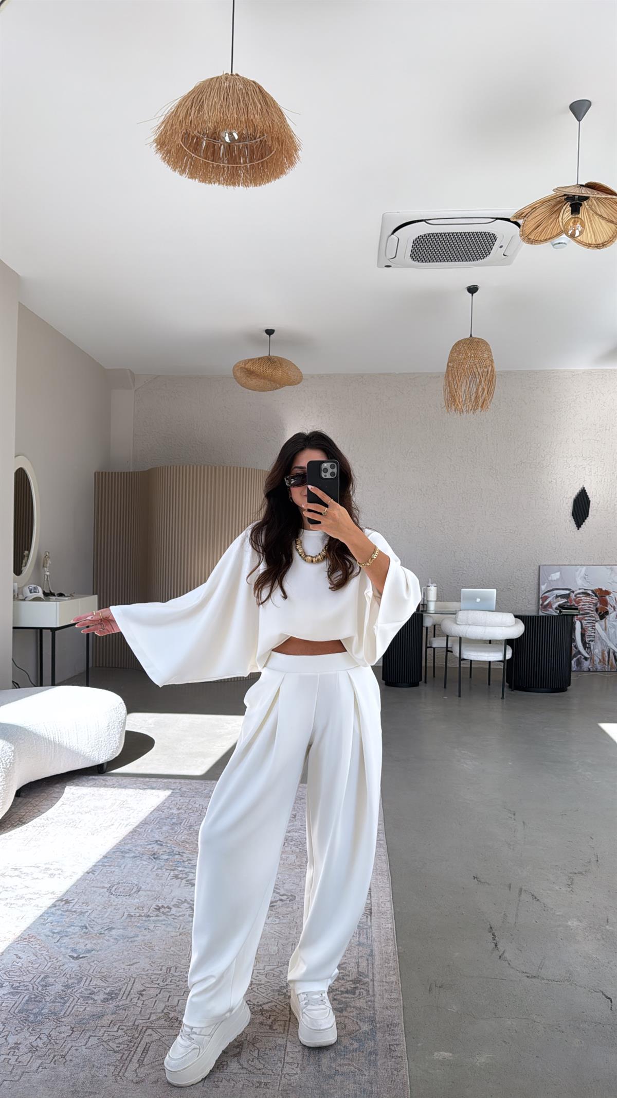 Ekru Ön Pile Detaylı Oys Model Takım