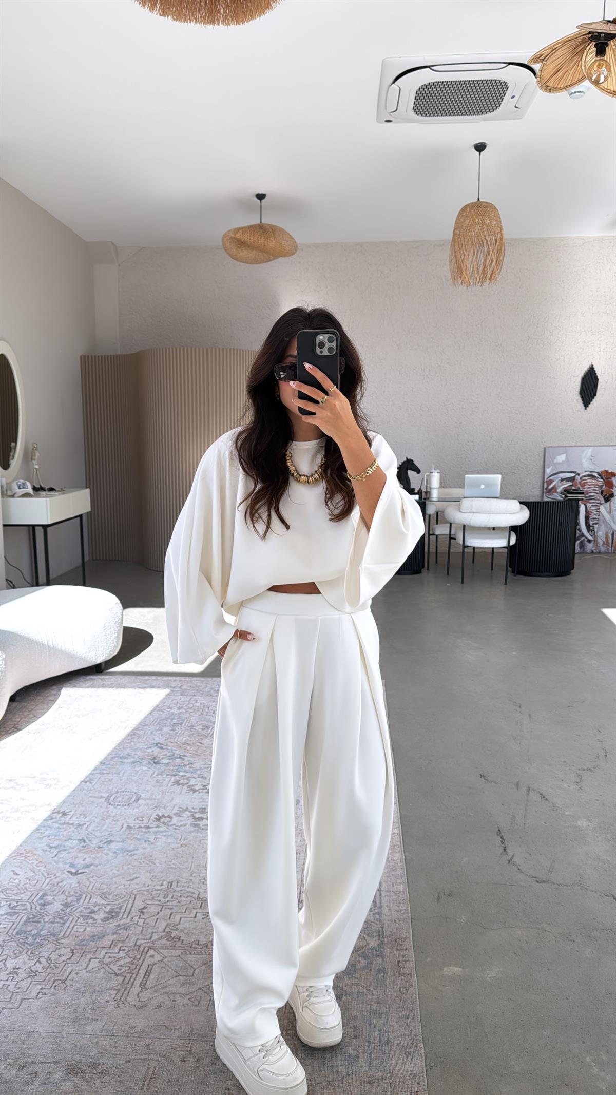 Ekru Ön Pile Detaylı Oys Model Takım