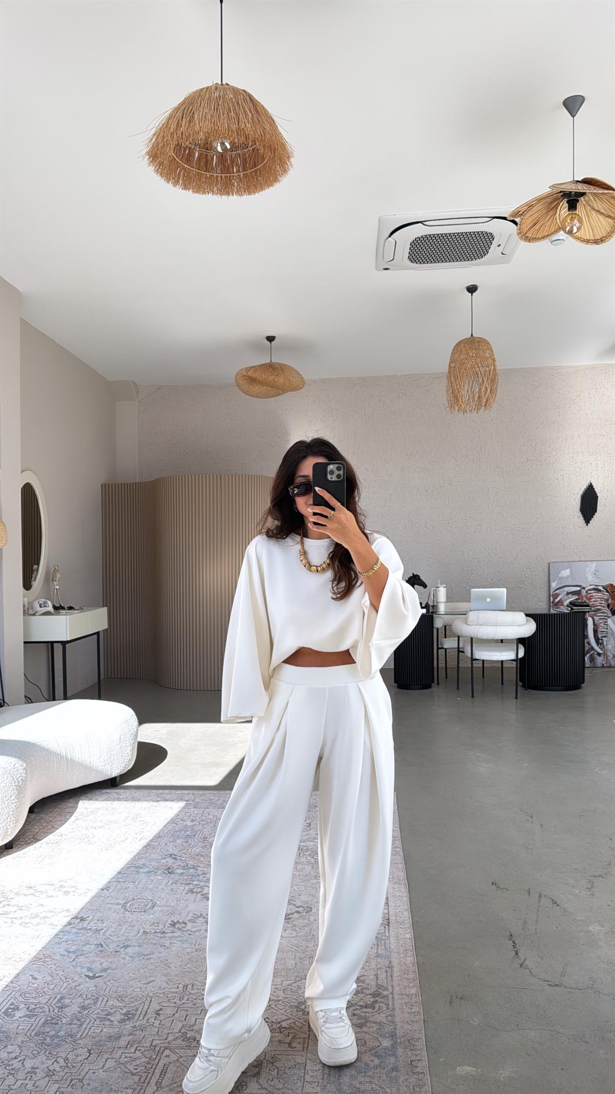 Ekru Ön Pile Detaylı Oys Model Takım