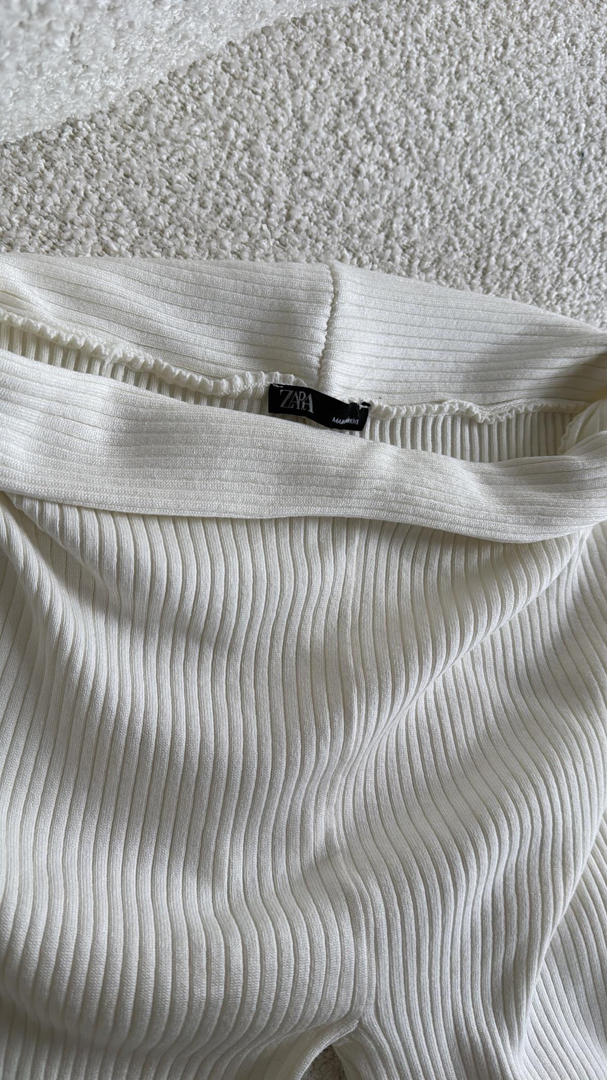 Ekru ZR Triko Beli Katlı Tayt