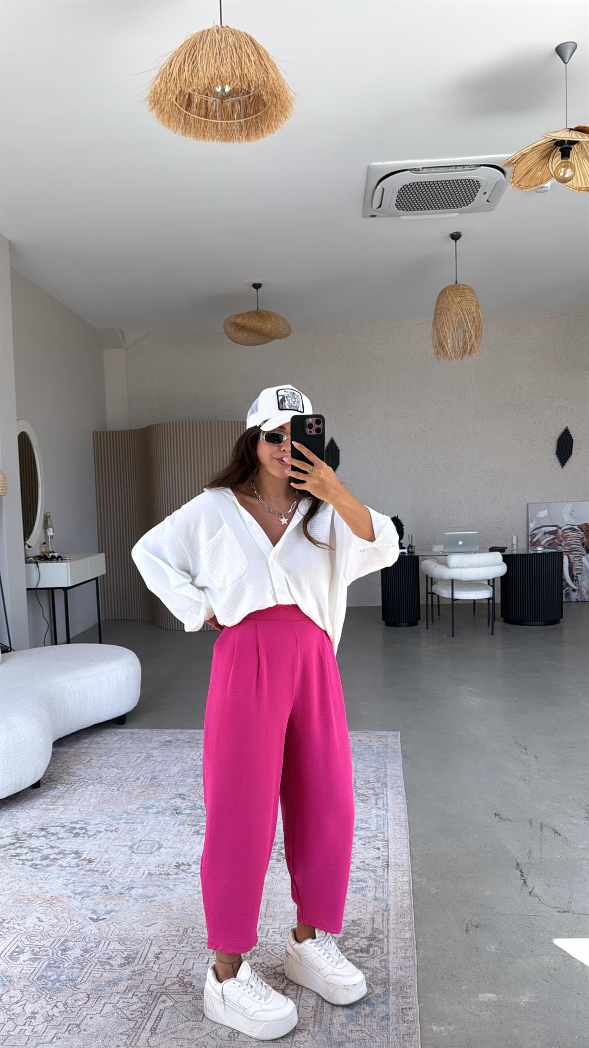 Fuşya Aerobin Harem Pantolon