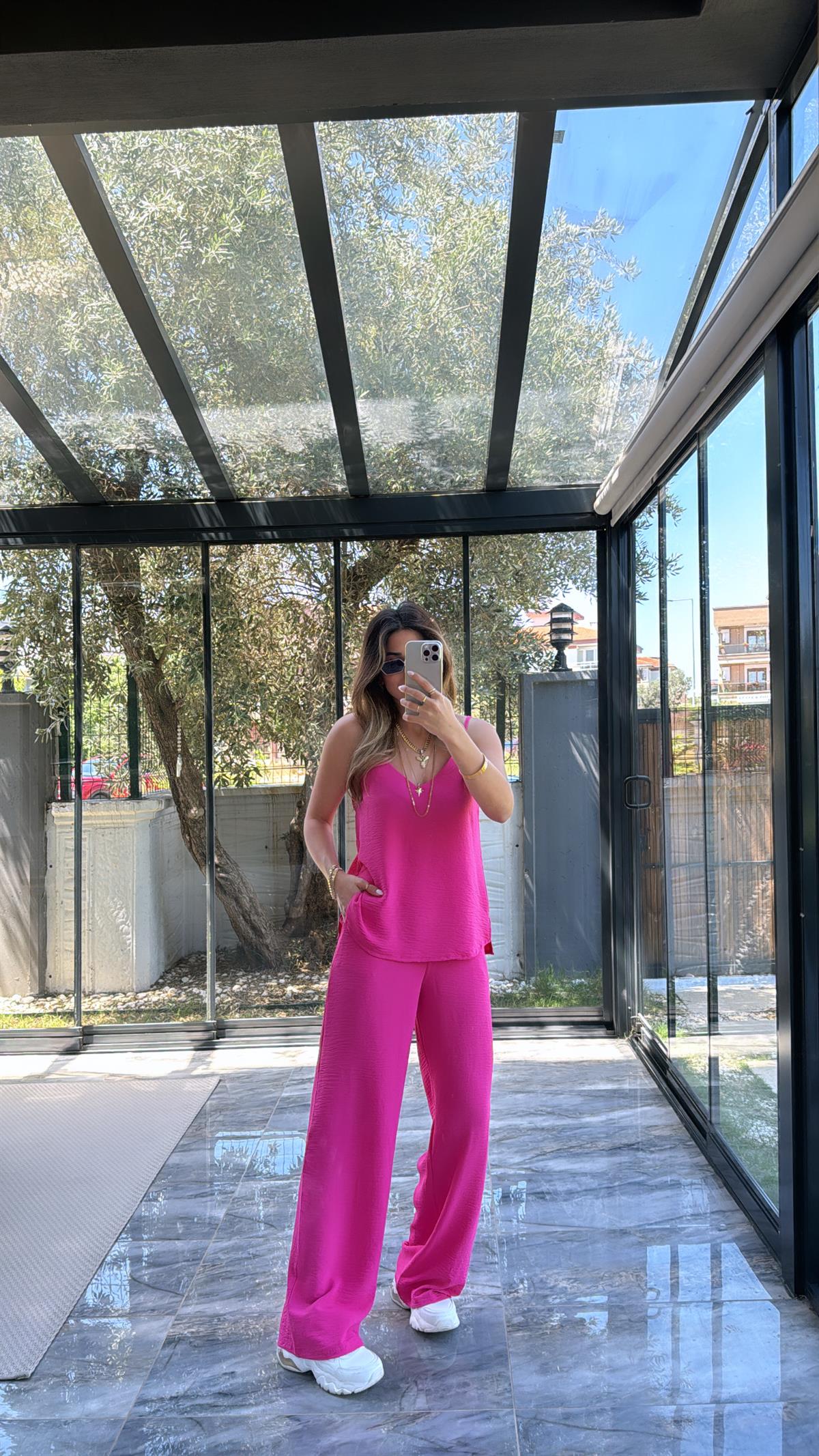 Fuşya Askılı Tiril Takım