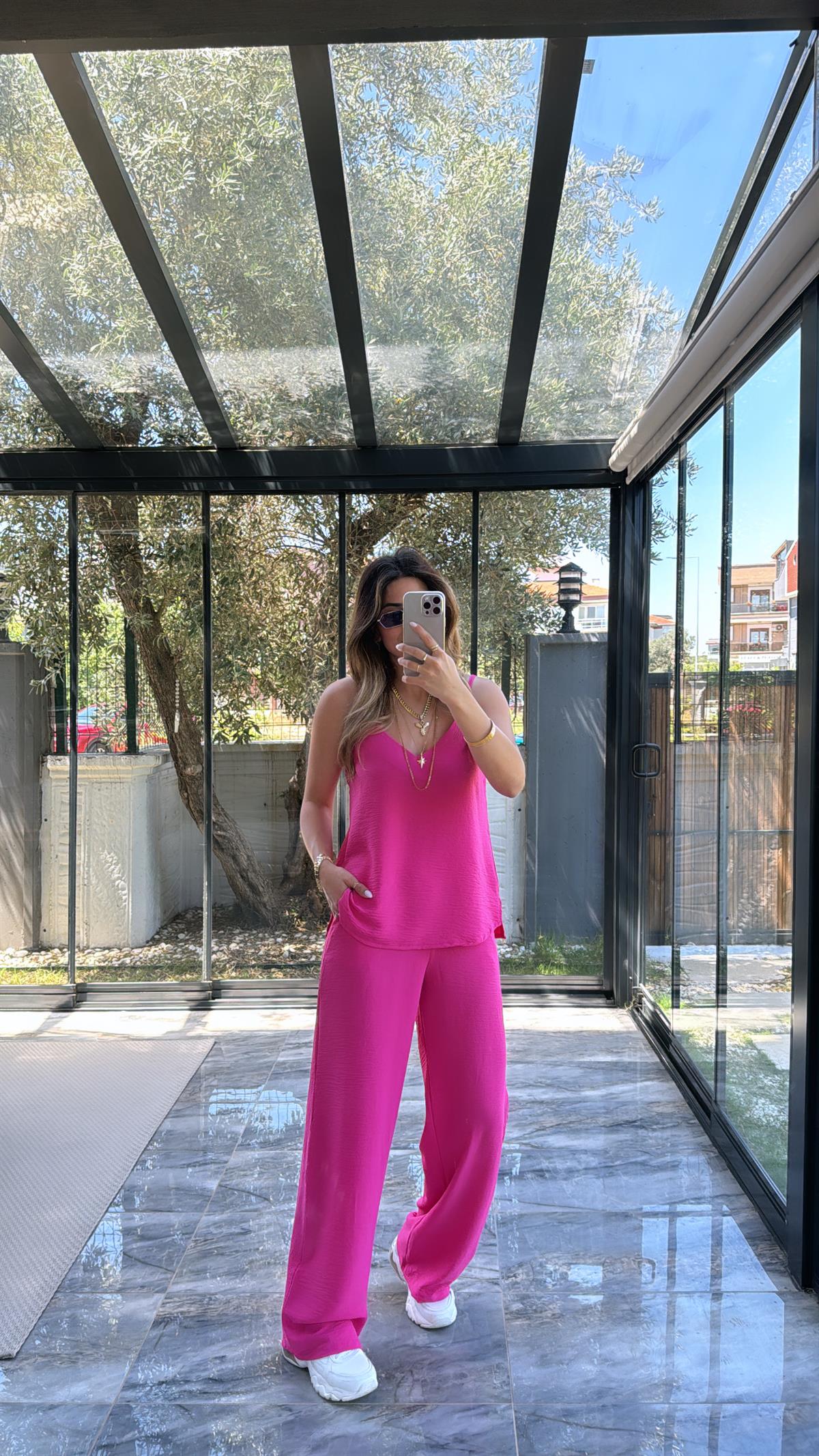 Fuşya Askılı Tiril Takım