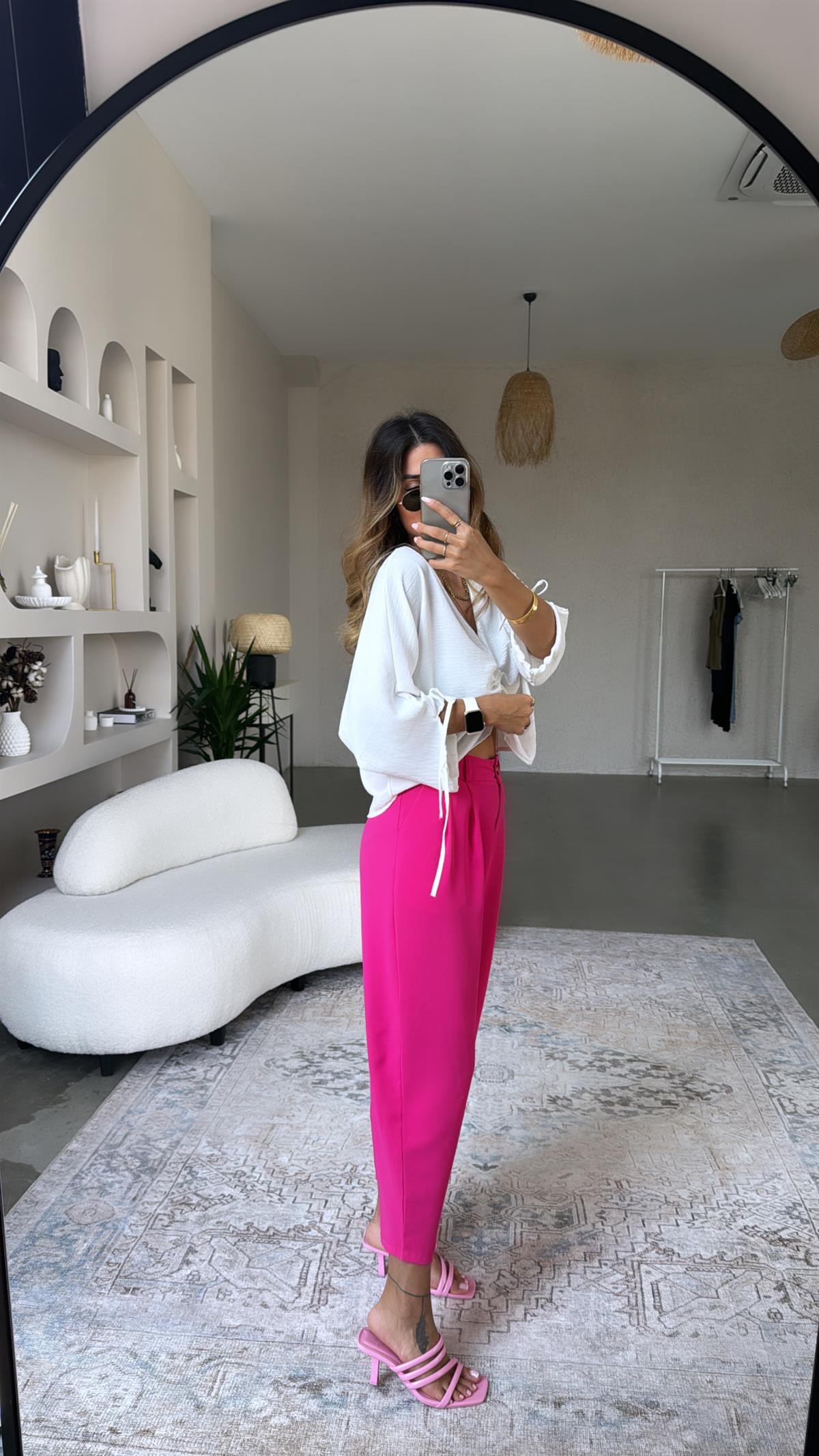 Fuşya Kumaş Pantolon