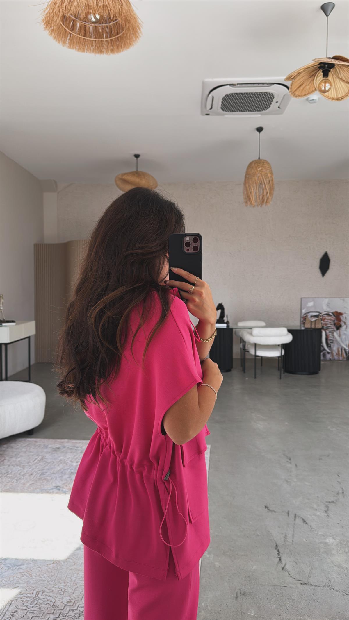 Fuşya Modal Yelek Pantolon Takım