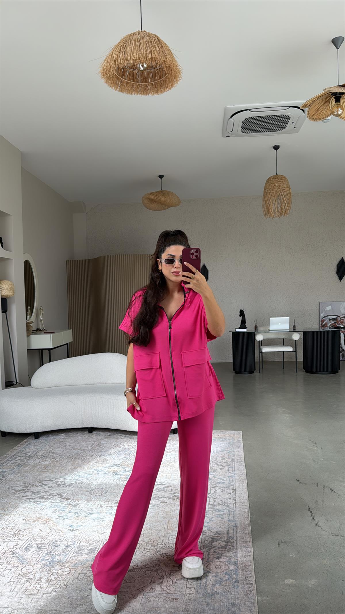 Fuşya Premium Yelekli Modal Takım