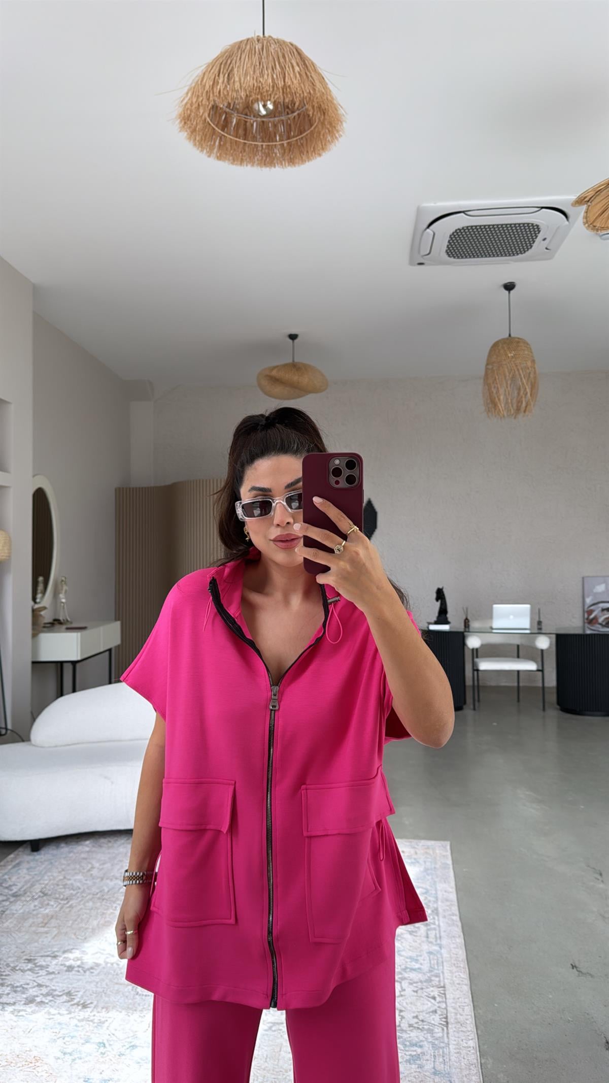 Fuşya Premium Yelekli Modal Takım