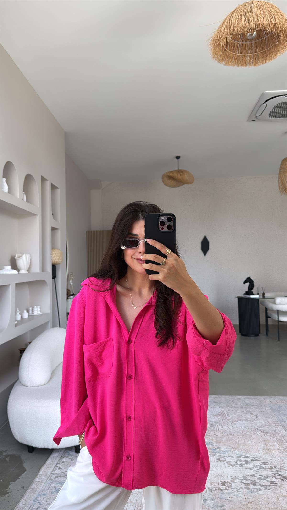 Fuşya Tiril Gömlek