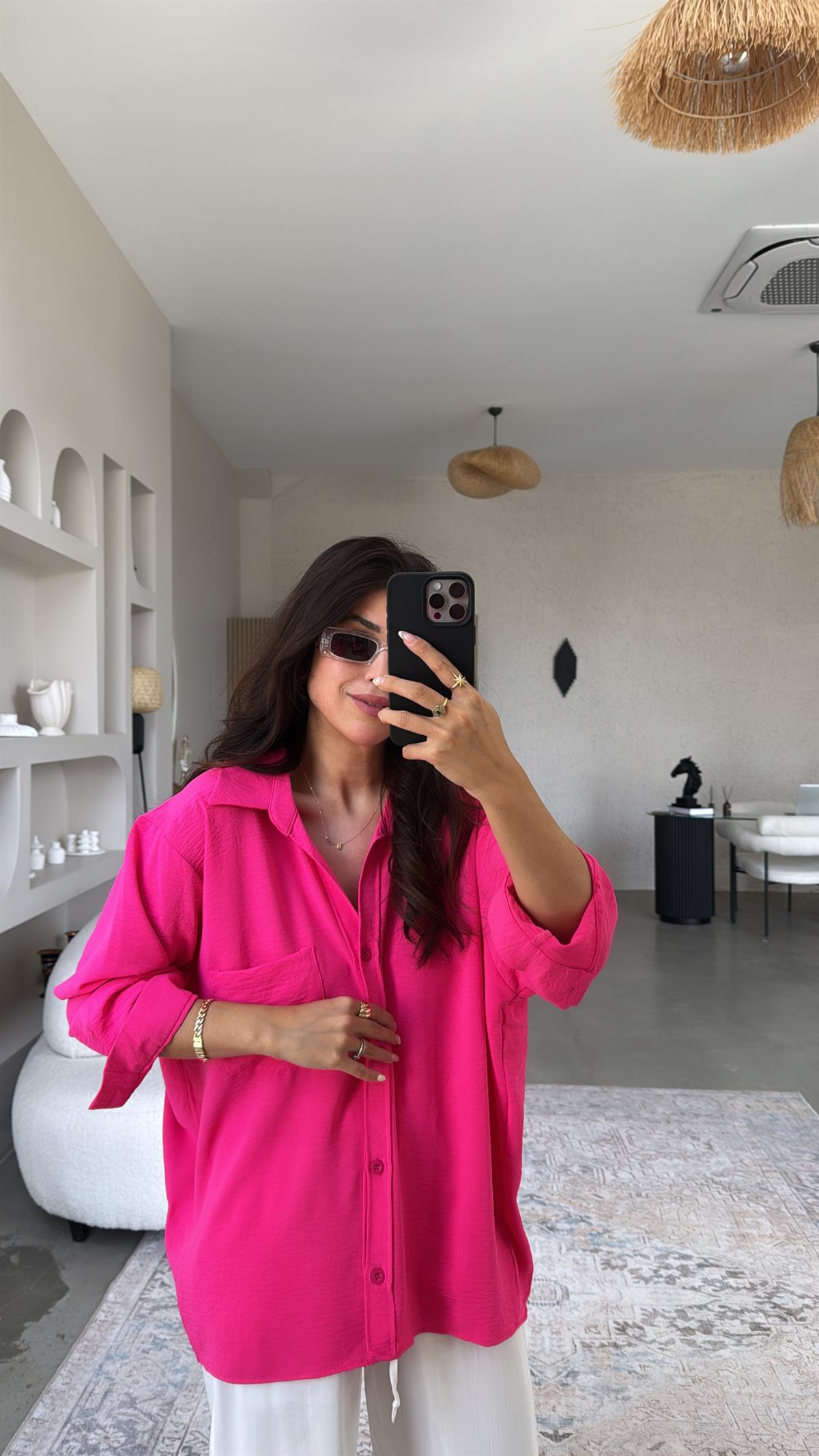 Fuşya Tiril Gömlek