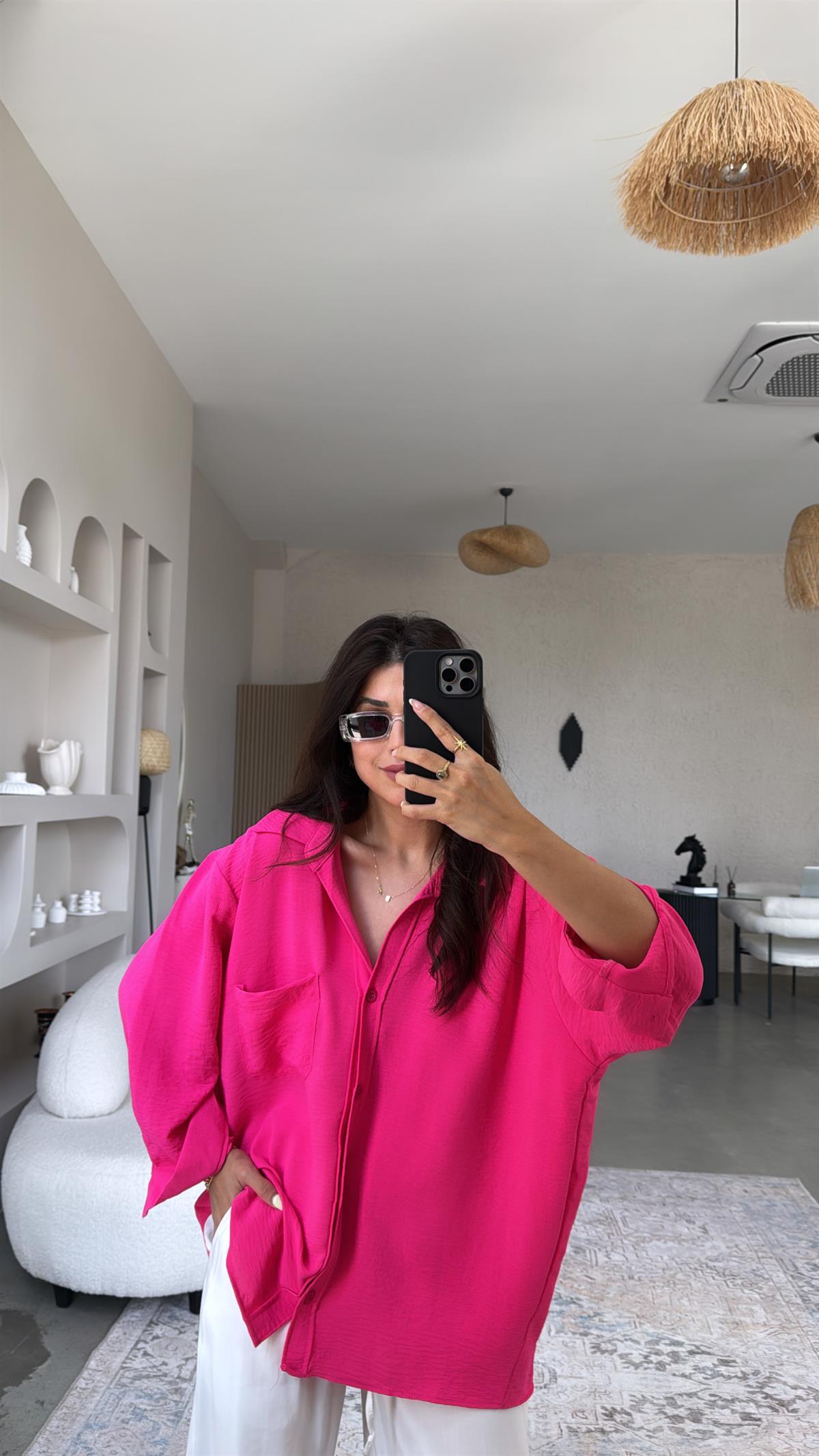 Fuşya Tiril Gömlek