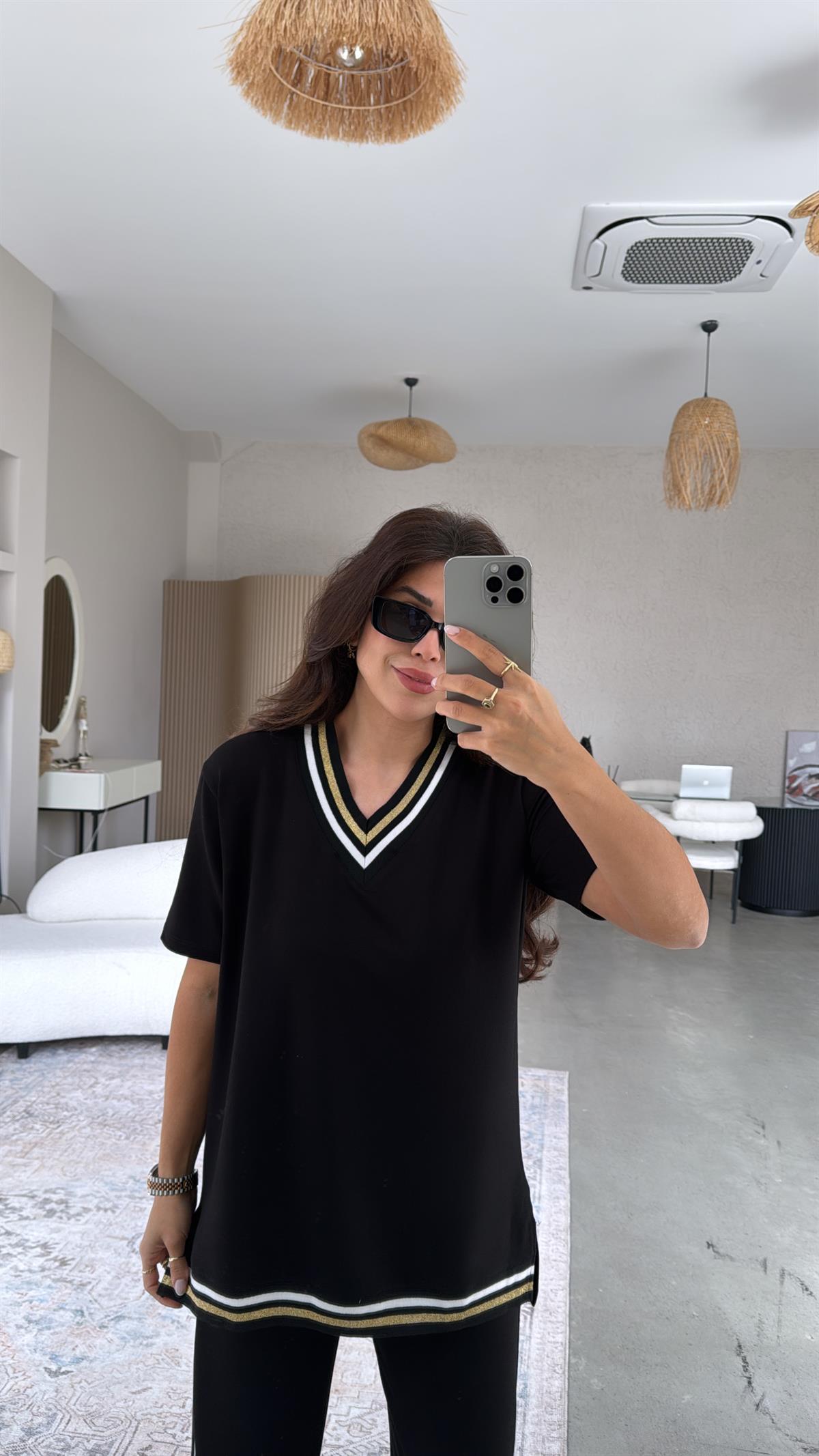 Gold Simli Şeritli Takım