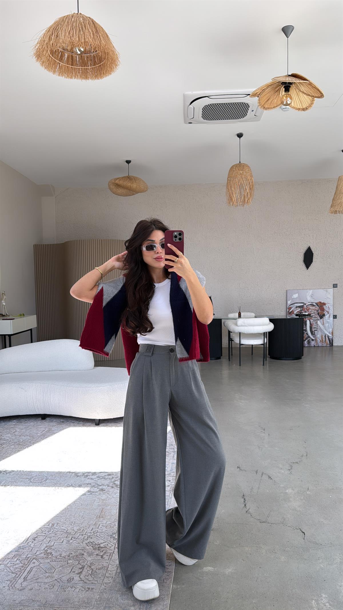 Gri B Nakış Premium Pantolon