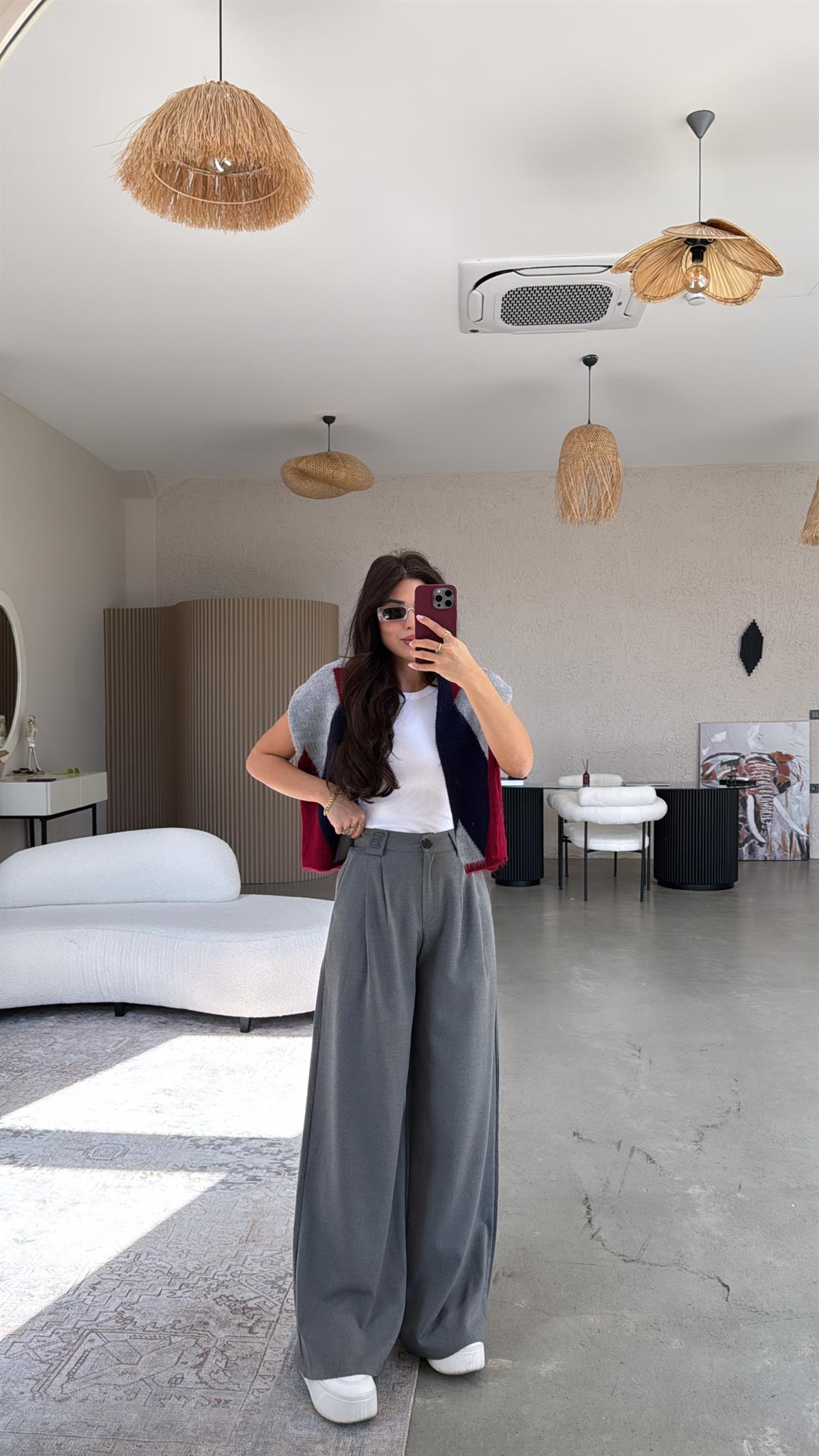 Gri B Nakış Premium Pantolon