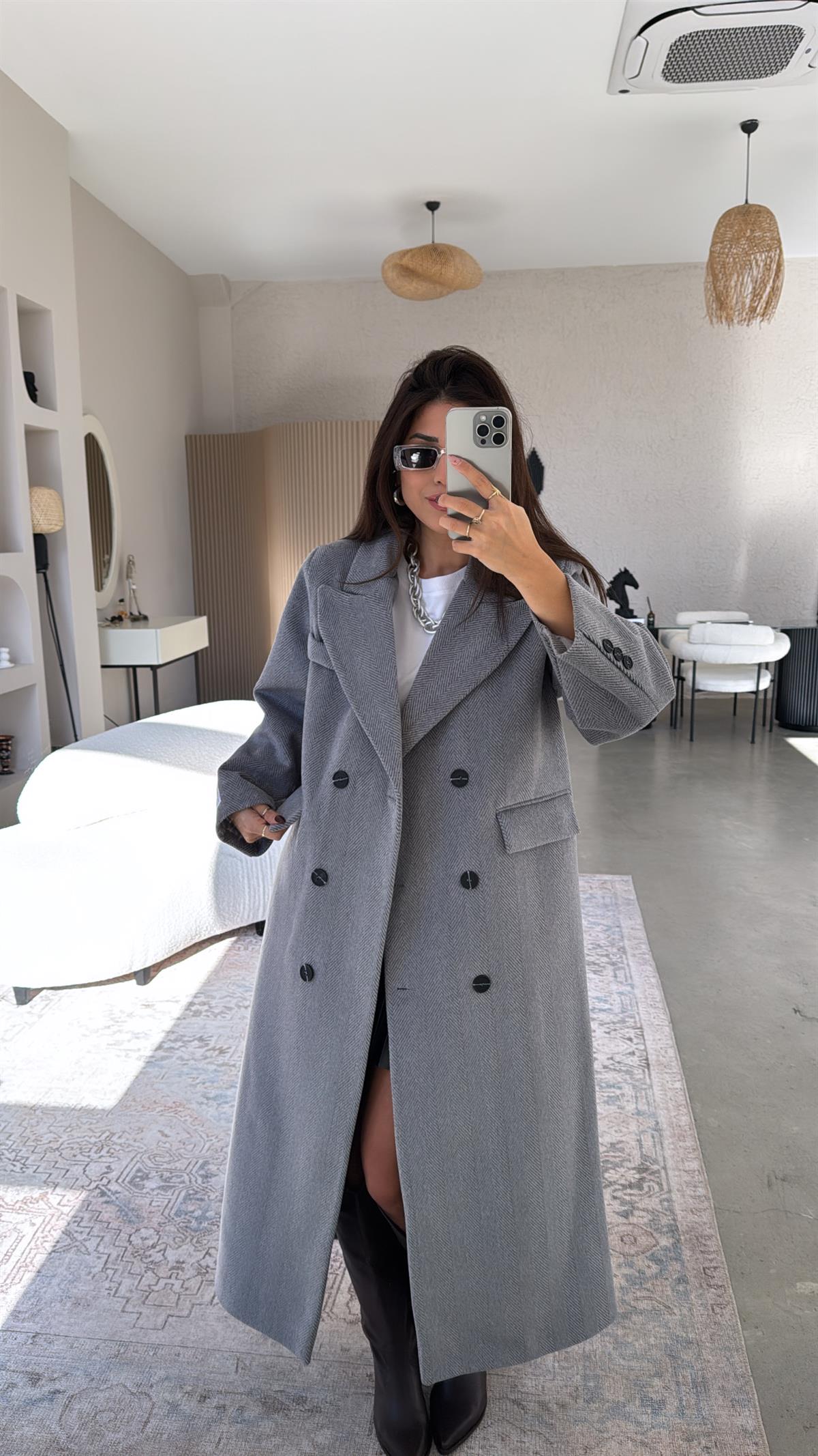 Gri Kaşe Premium Kaban