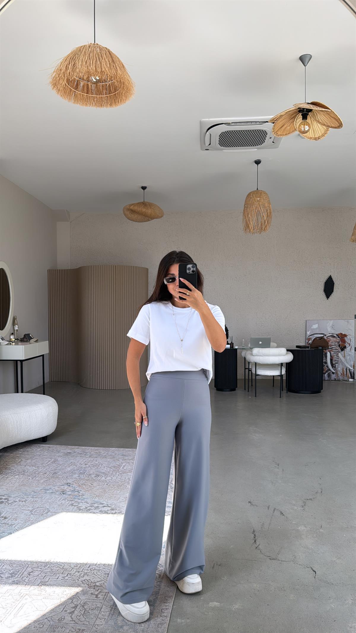 Gri Korsajlı Kumaş Pantolon