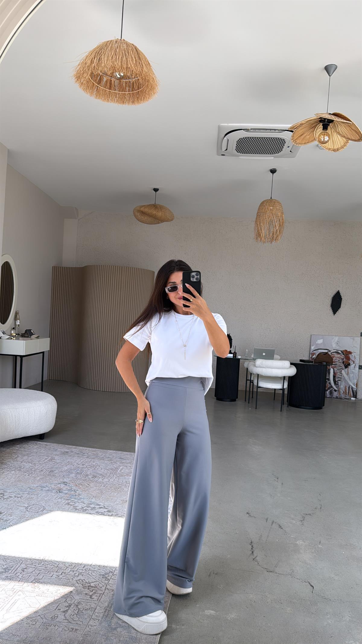 Gri Korsajlı Kumaş Pantolon