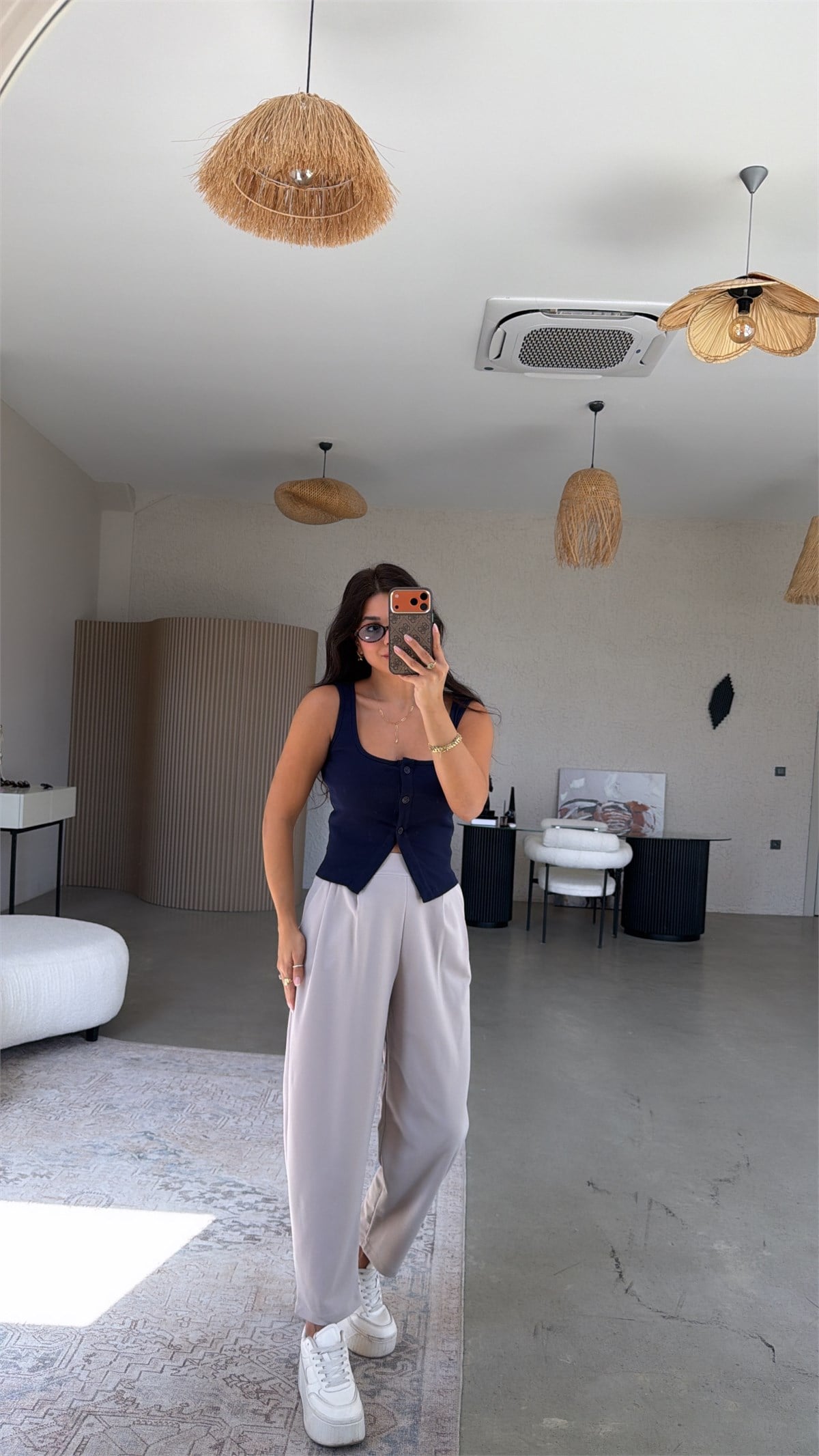 Gri Krep Kumaş Harem Pantolon