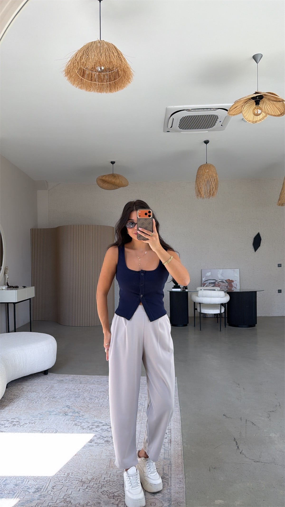 Gri Krep Kumaş Harem Pantolon