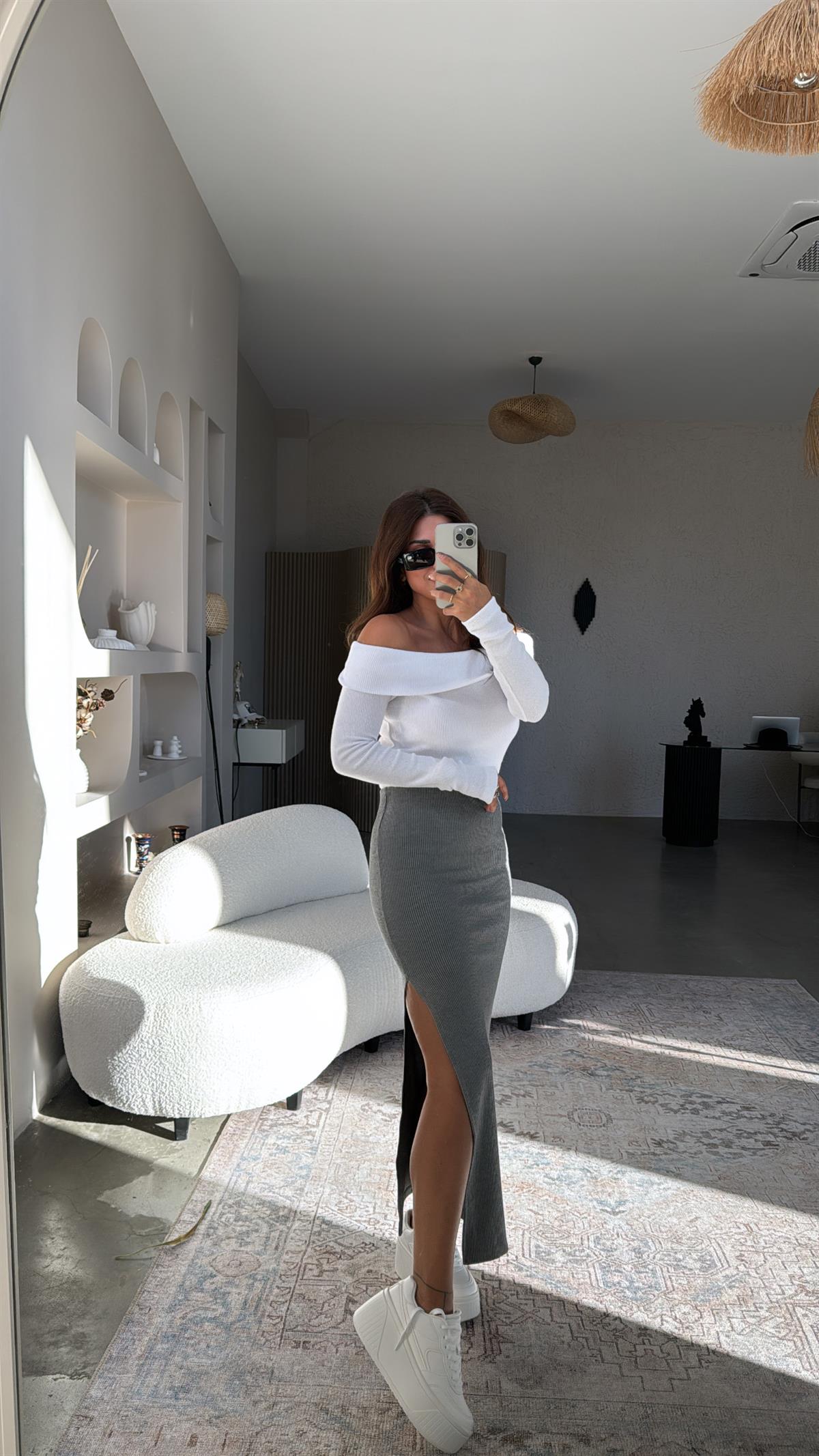 Gri Orijinal Yırtmaçlı Kaşkorse Etek