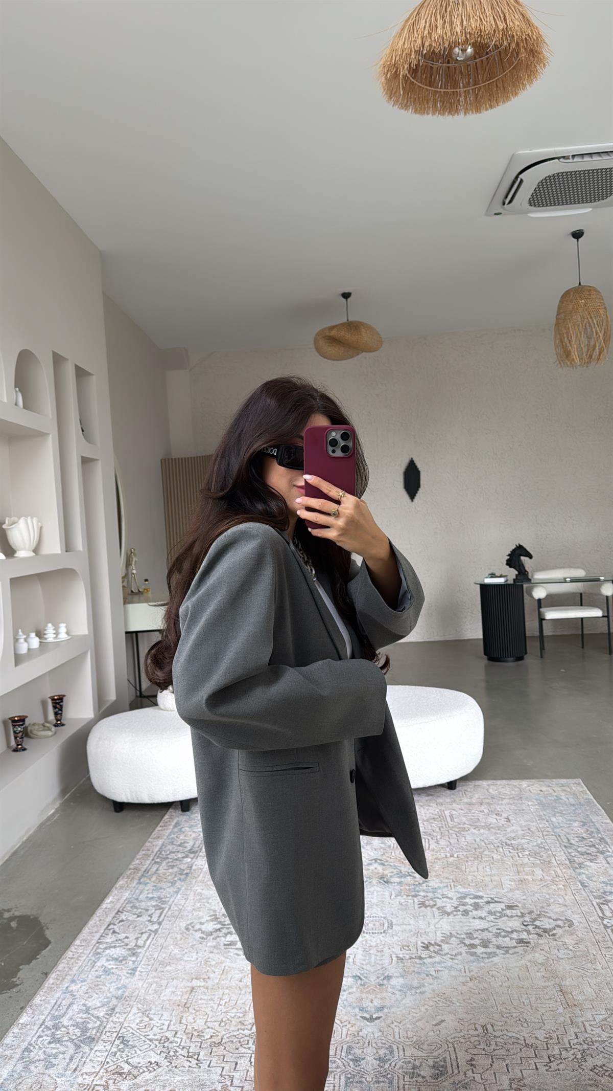 Gri Premium Etek Ceket Takım