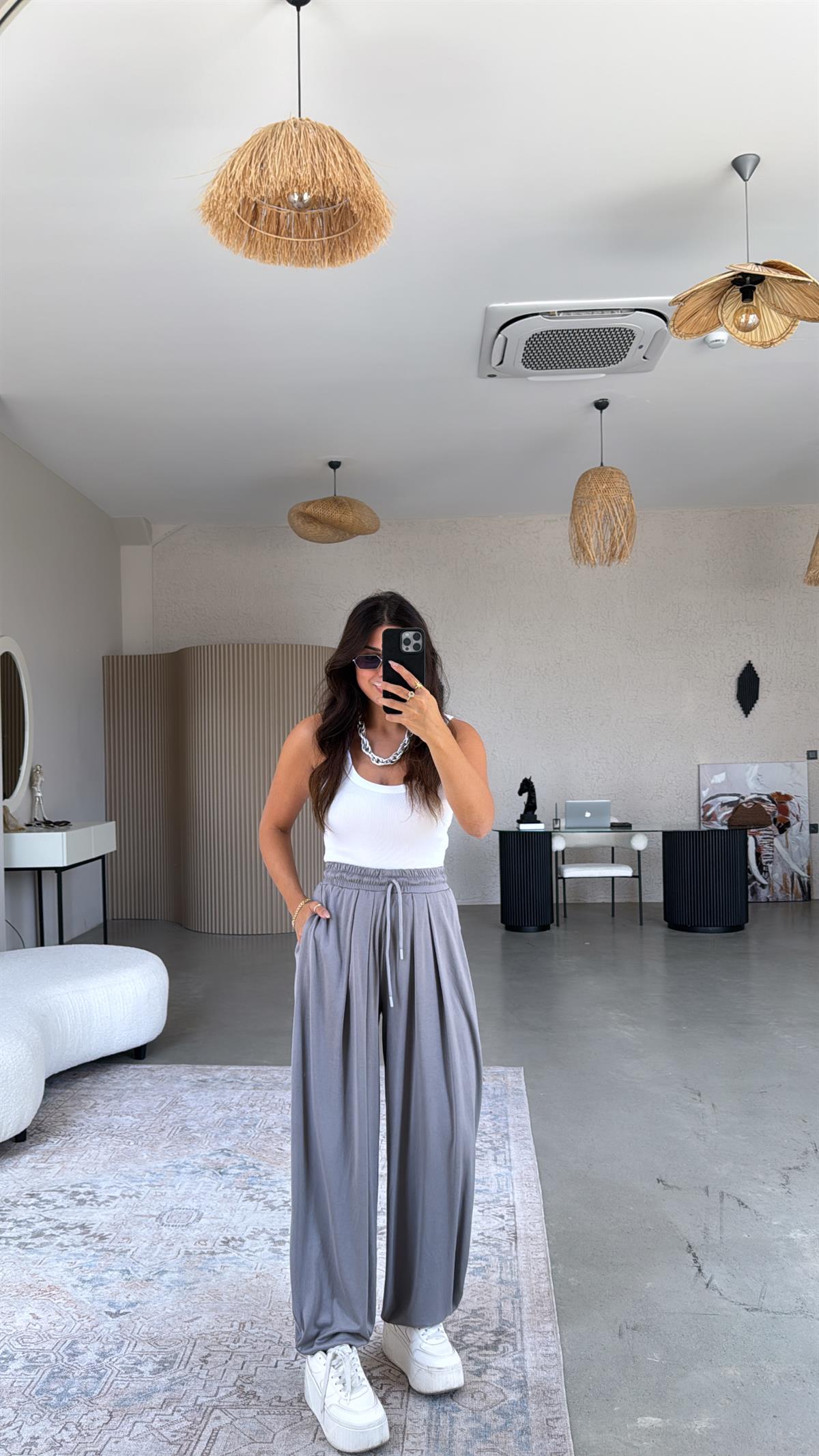 Gri Salaş Modal Şalvar