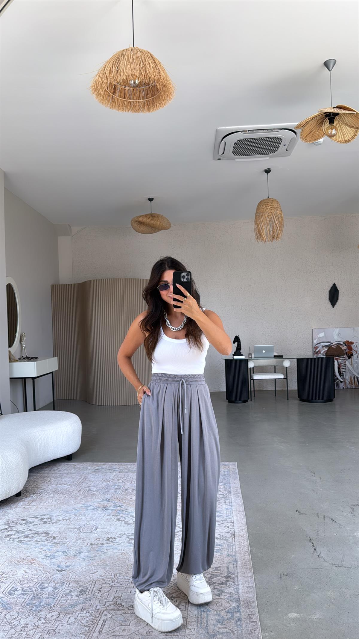 Gri Salaş Modal Şalvar