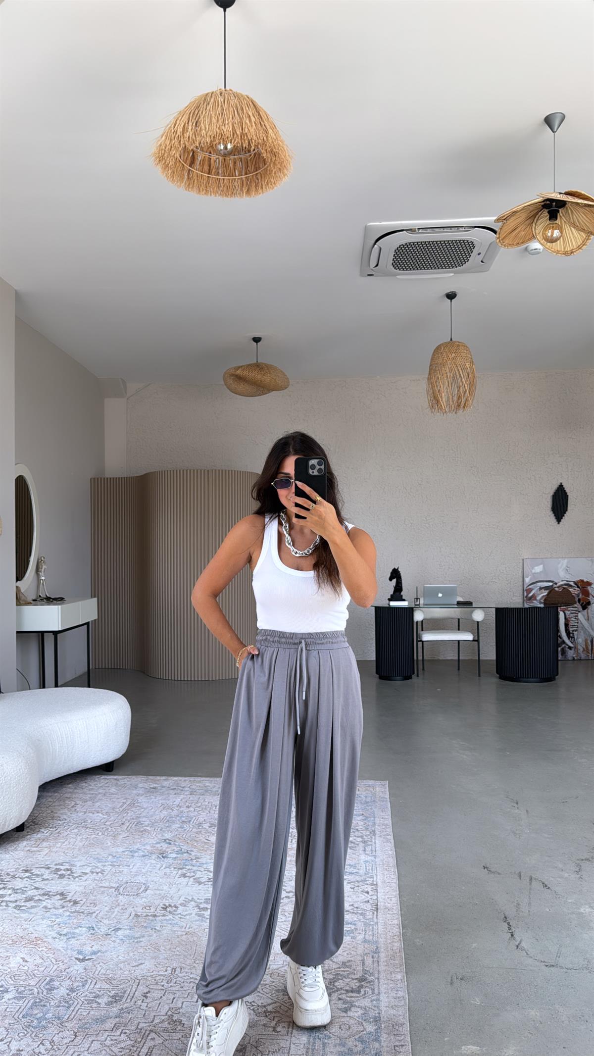 Gri Salaş Modal Şalvar