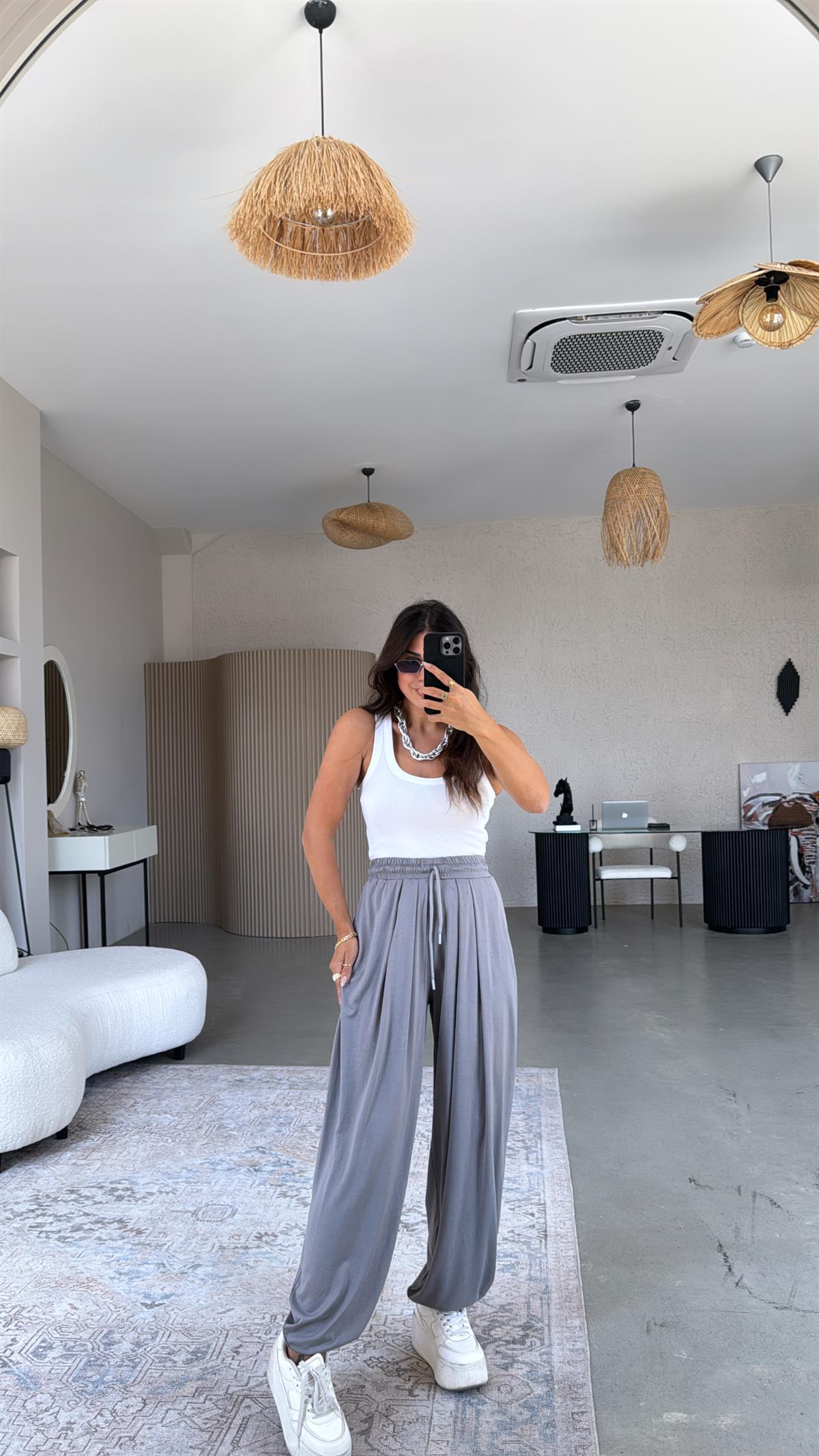 Gri Salaş Modal Şalvar