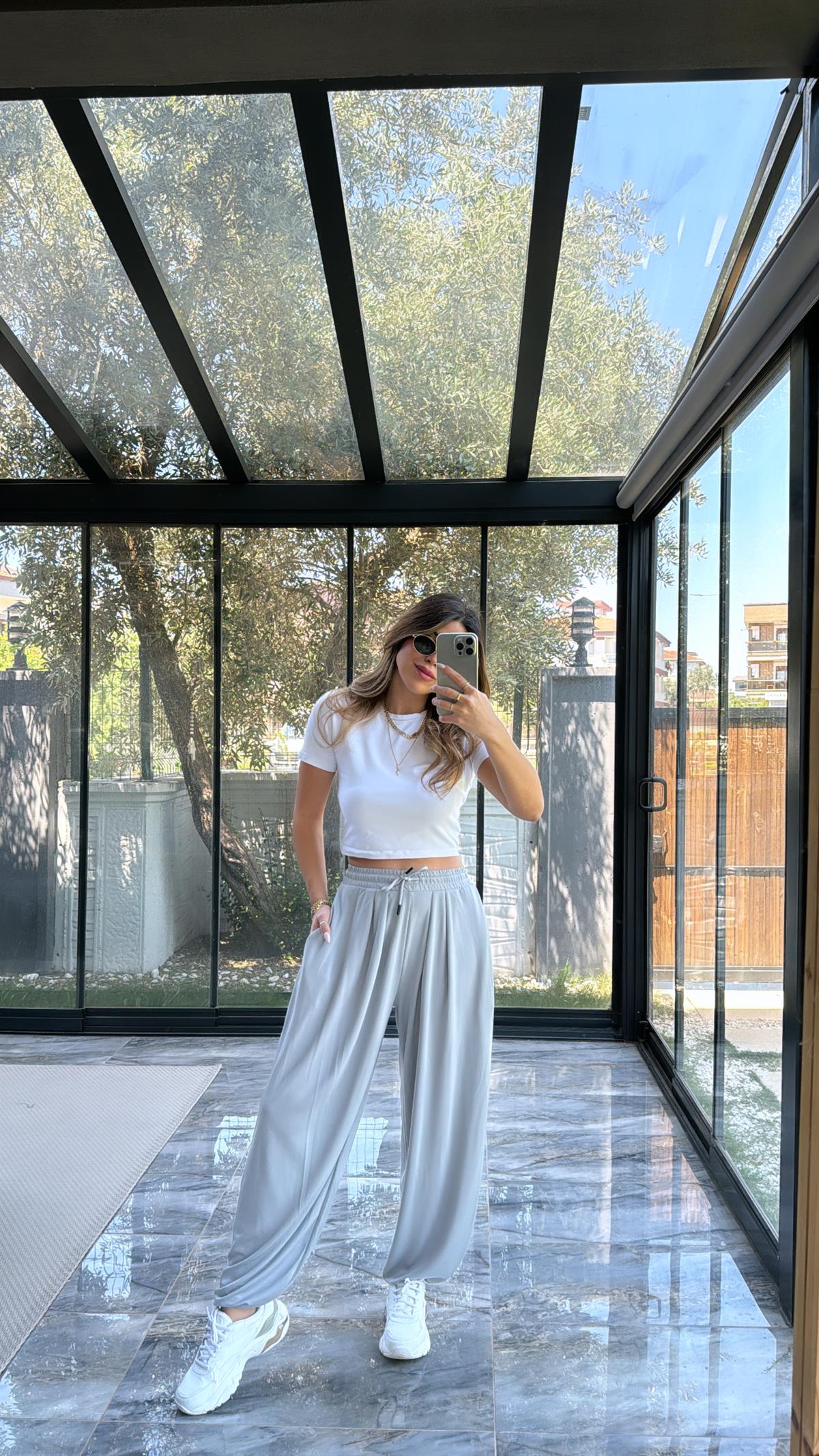 Gri Şalvar Modal Pantolon