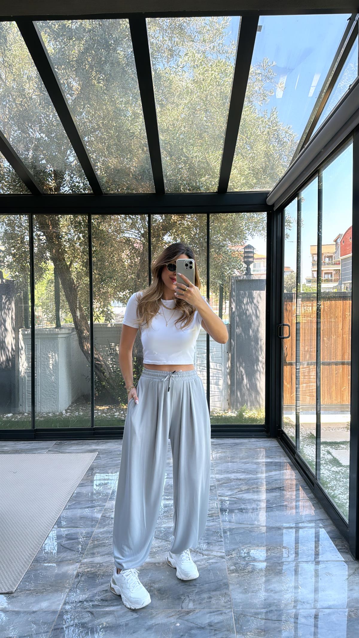 Gri Şalvar Modal Pantolon