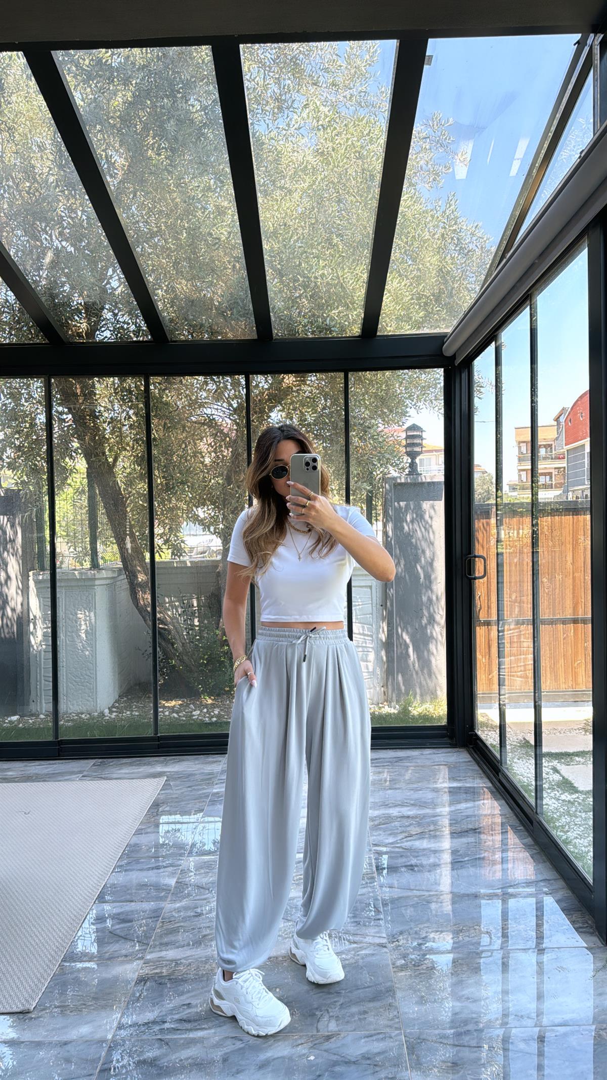 Gri Şalvar Modal Pantolon