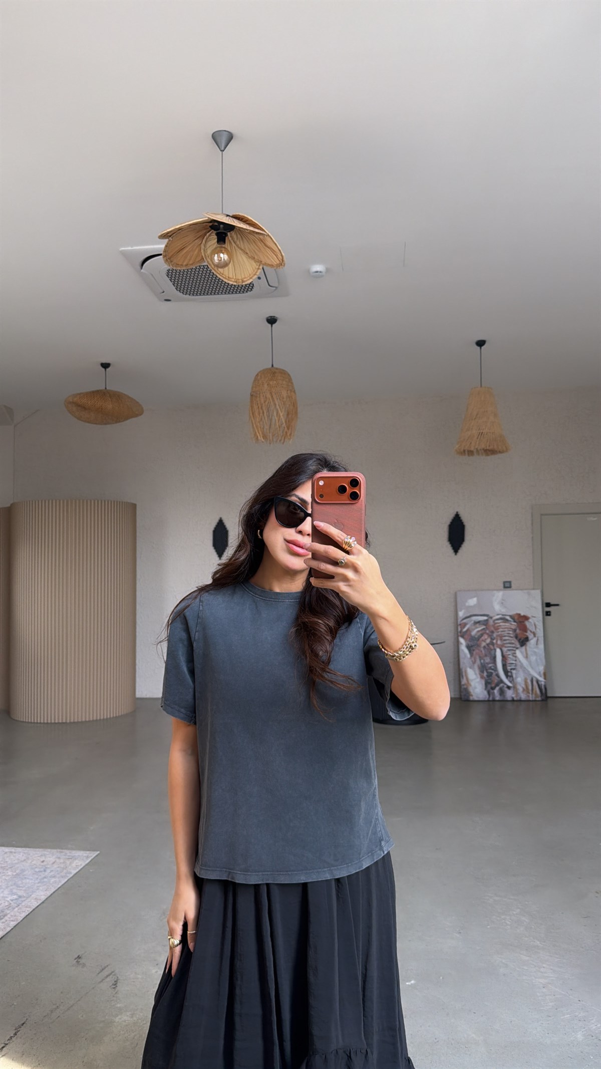 Gri Yıkamalı Basic Kısa Kollu Tshirt