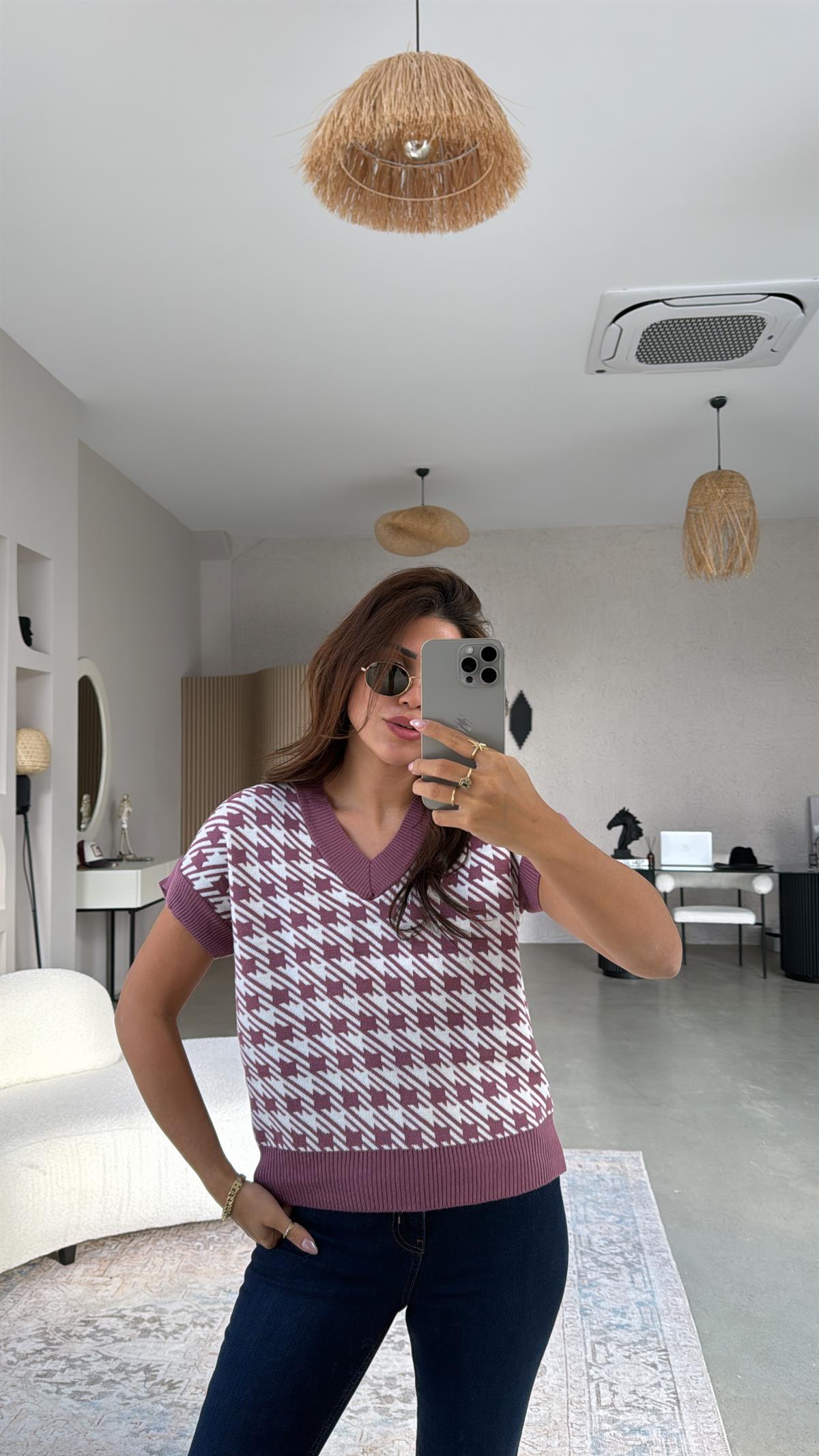 Gülkurusu Kazayağı Triko Bluz