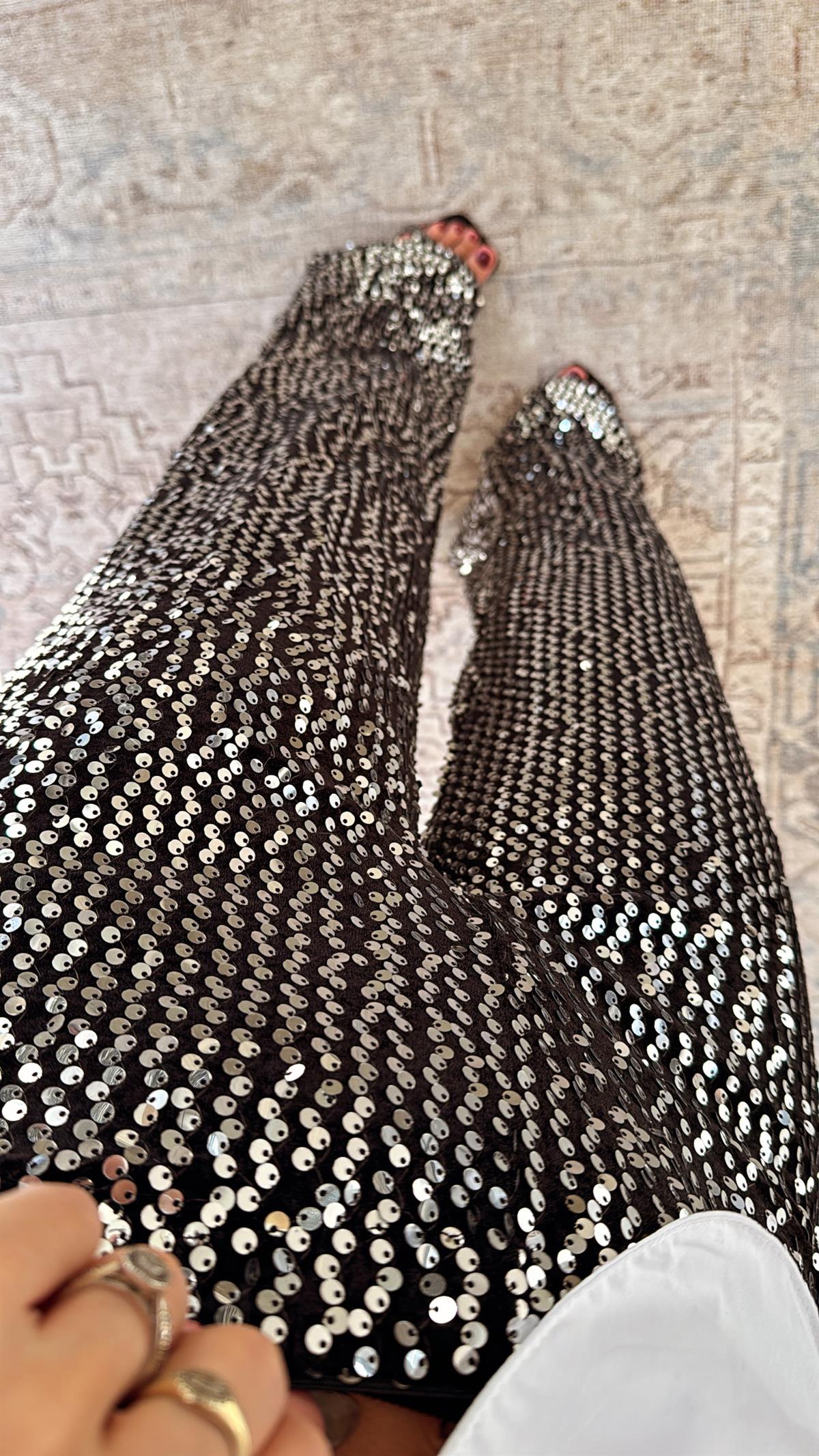 Gümüş Payetli Pantolon