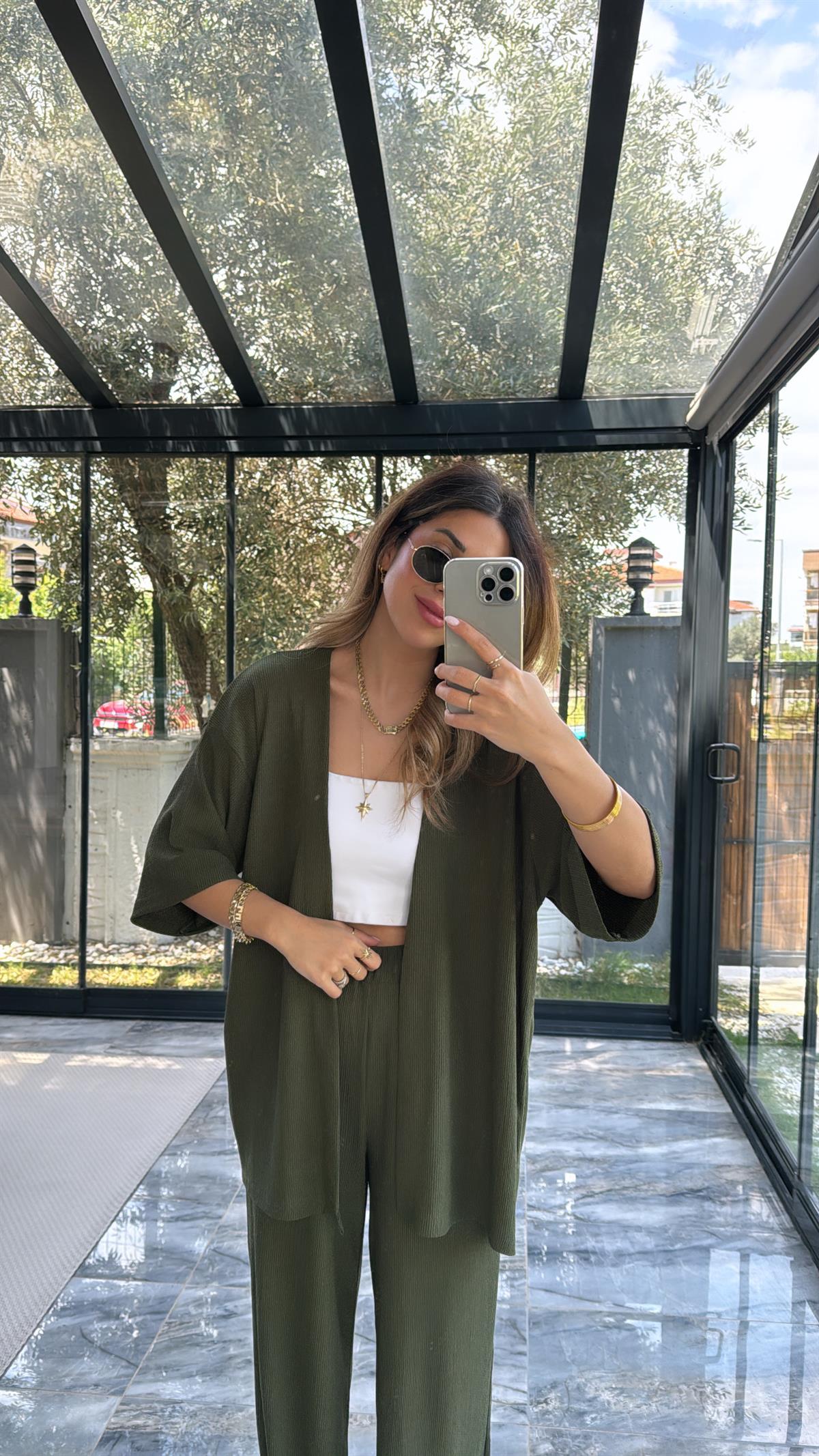 Haki Ceketli Bürümcük Takım