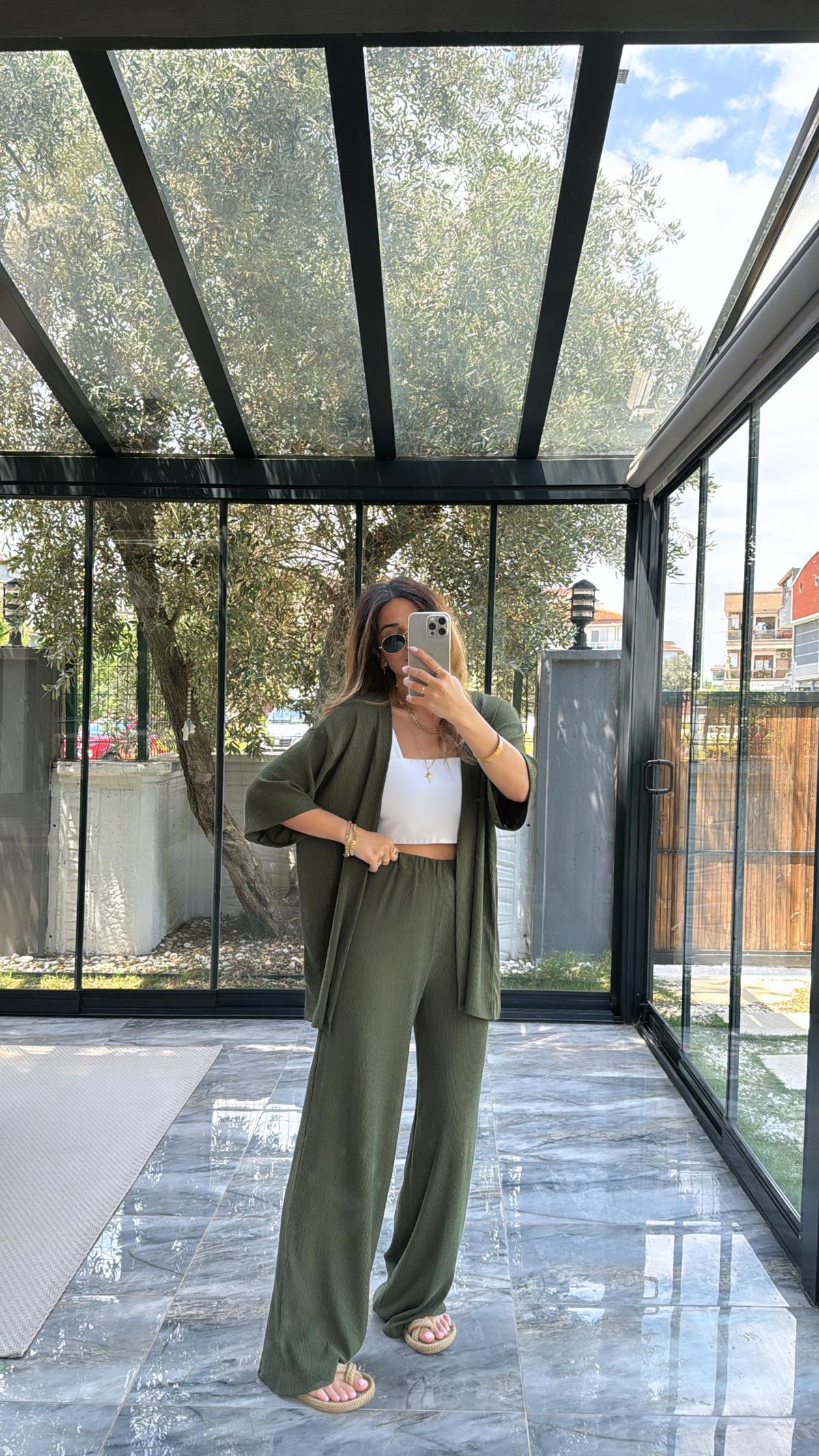 Haki Ceketli Bürümcük Takım