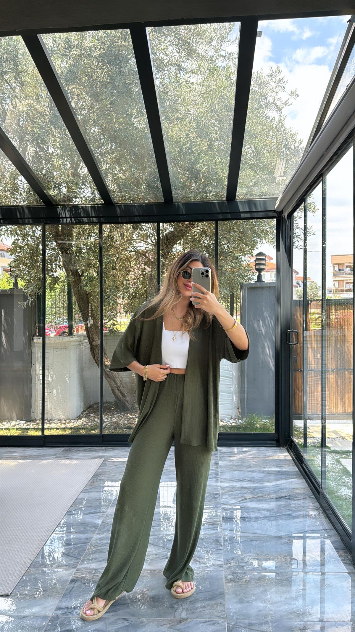 Haki Ceketli Bürümcük Takım