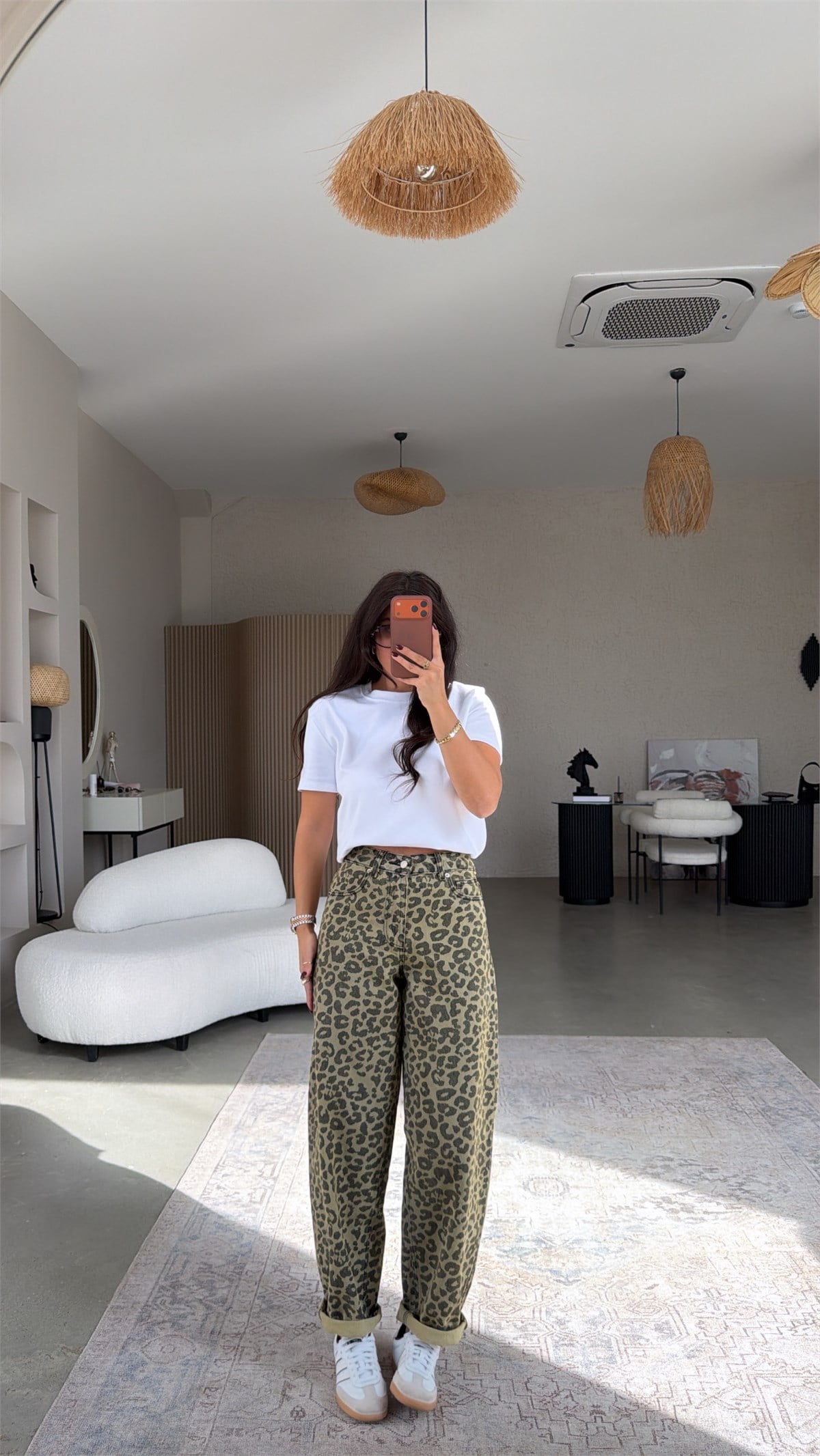 Haki Leopar Animal Print Style Barrel Jean