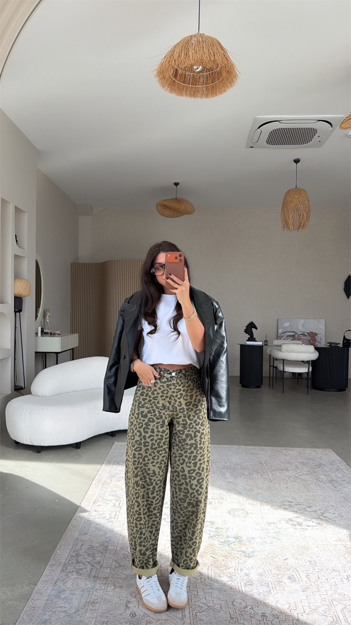 Haki Leopar Animal Print Style Barrel Jean