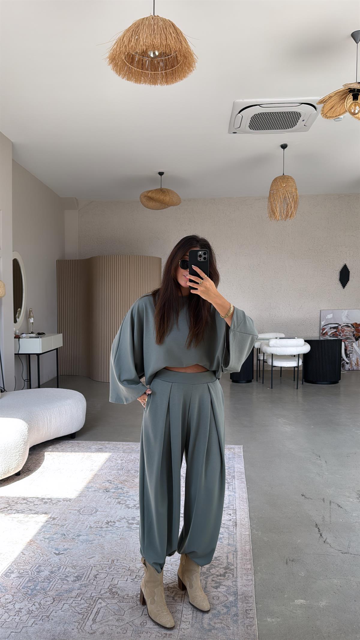 Haki Ön Pile Detaylı Oys Model Takım