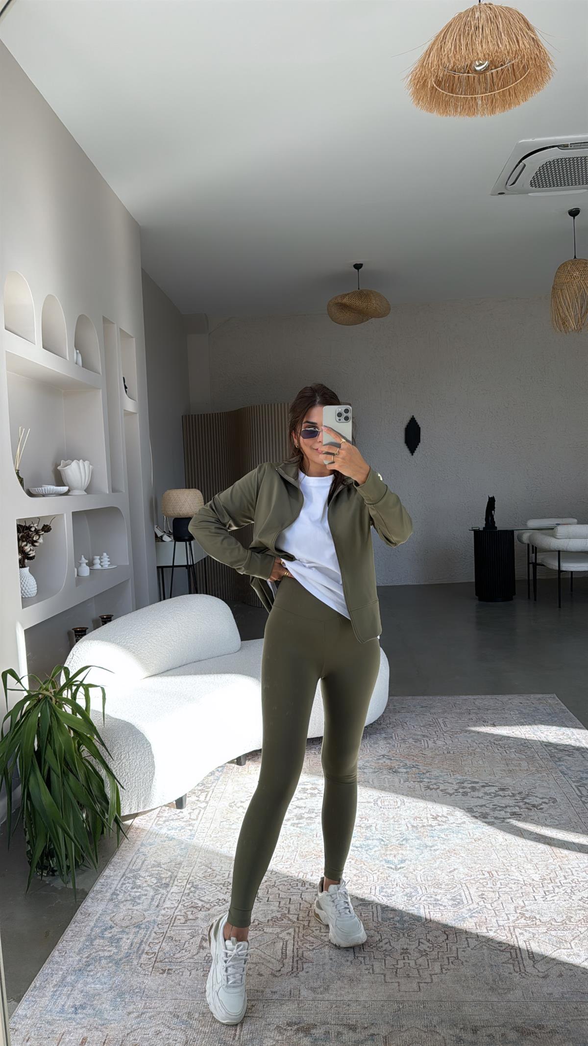 Haki Orijinal Oys Toparlayıcı Tayt Ceket Takım