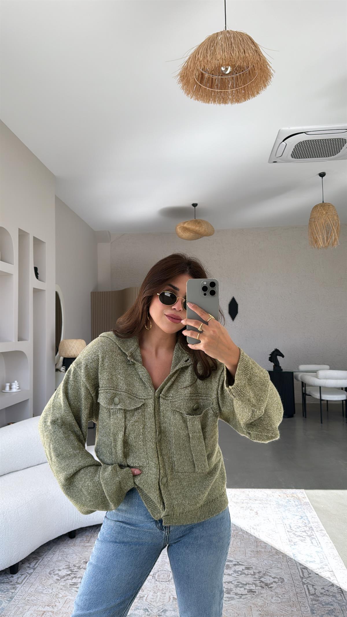 Haki Orijinal Triko Bomber Ceket