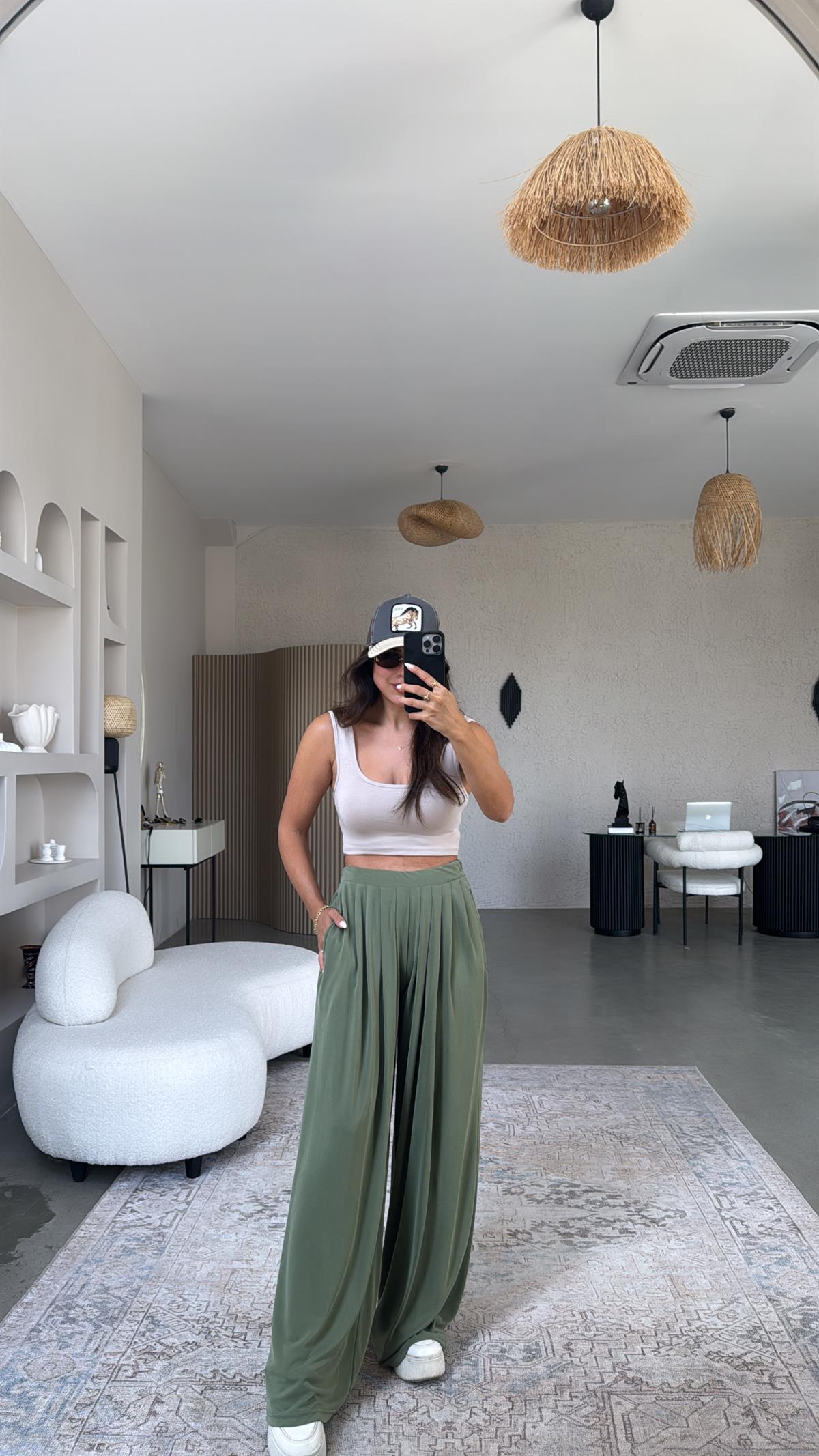 Haki Oys Pile Bol Paça Pantolon