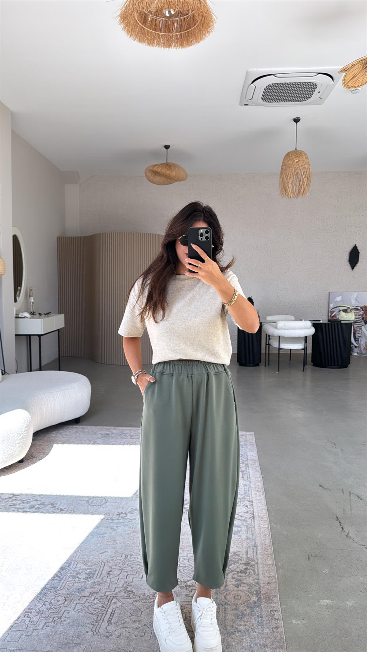 Haki Paça Tutturmalı Eşofman