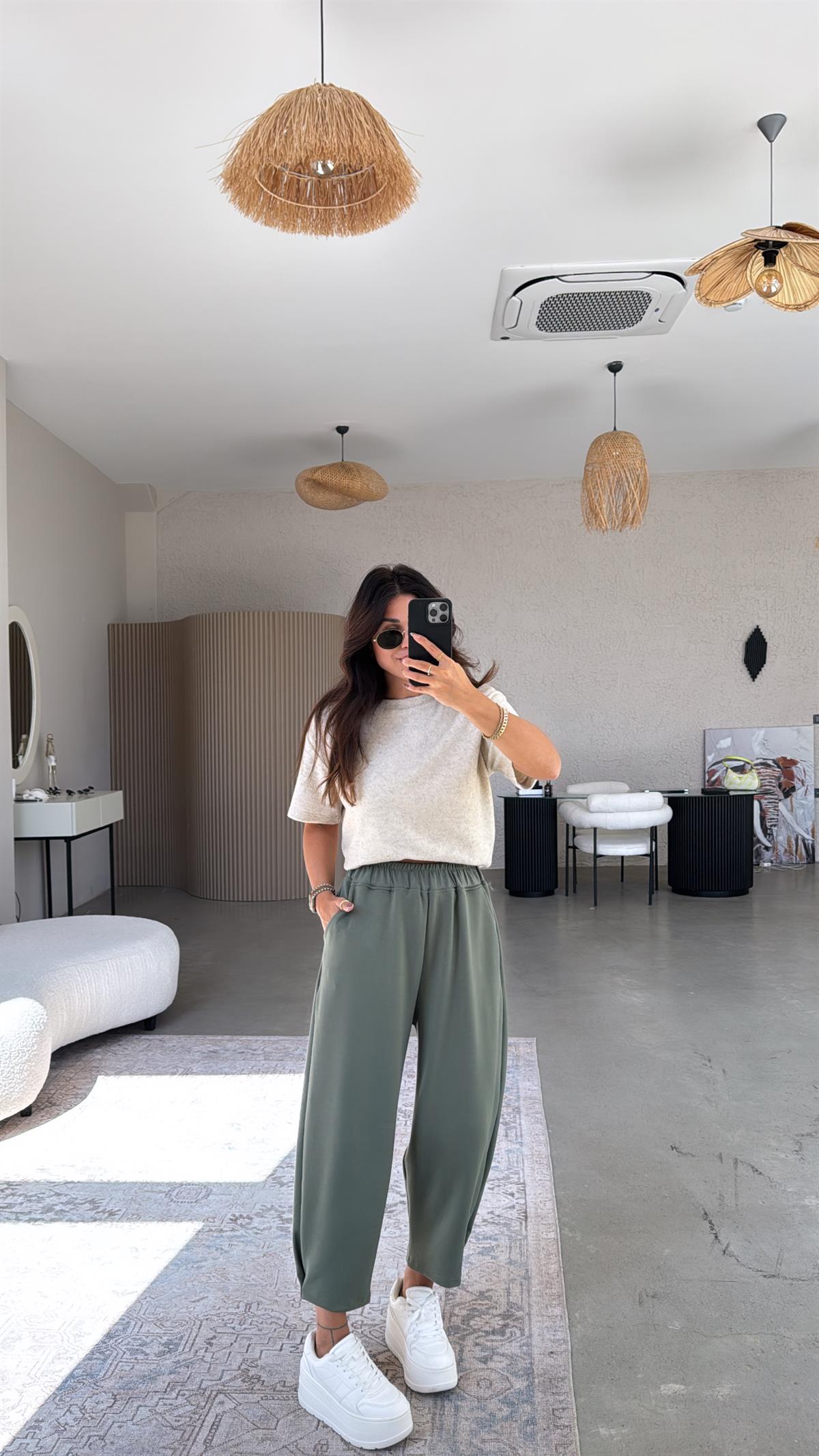 Haki Paça Tutturmalı Eşofman